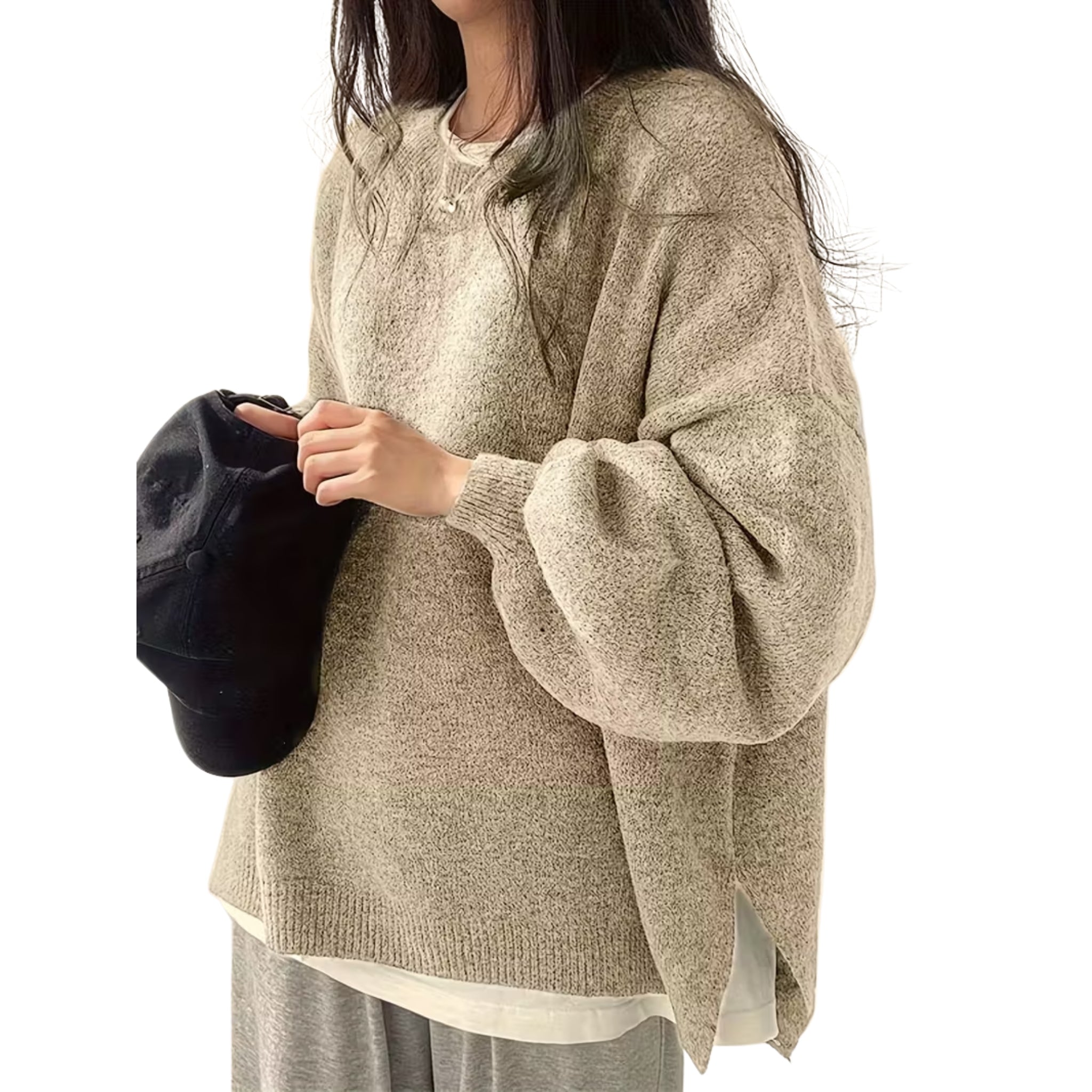 Women’s Round Neck Drop Shoulder Sweater