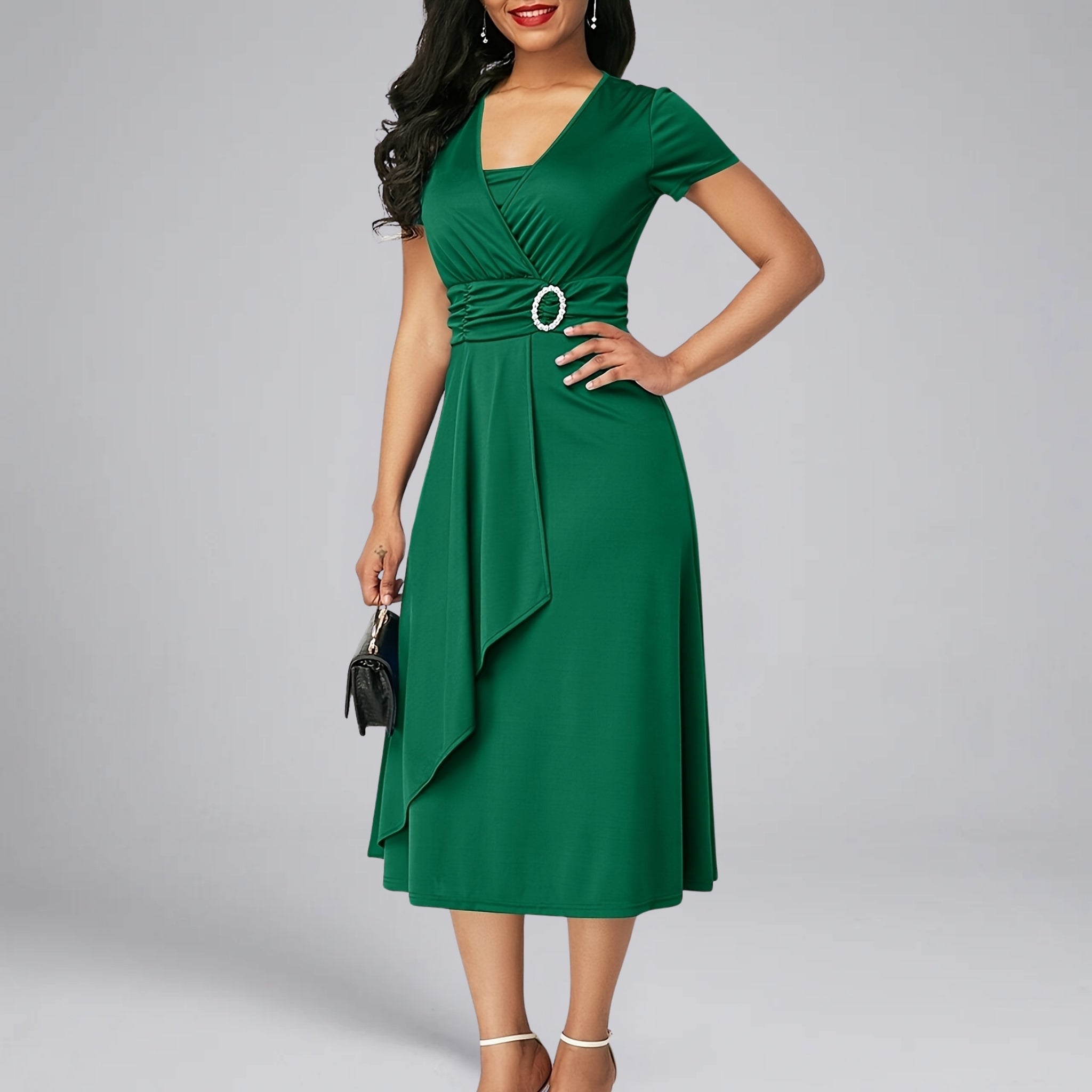 Women’s Ruched-Waist Wedding Midi Dress