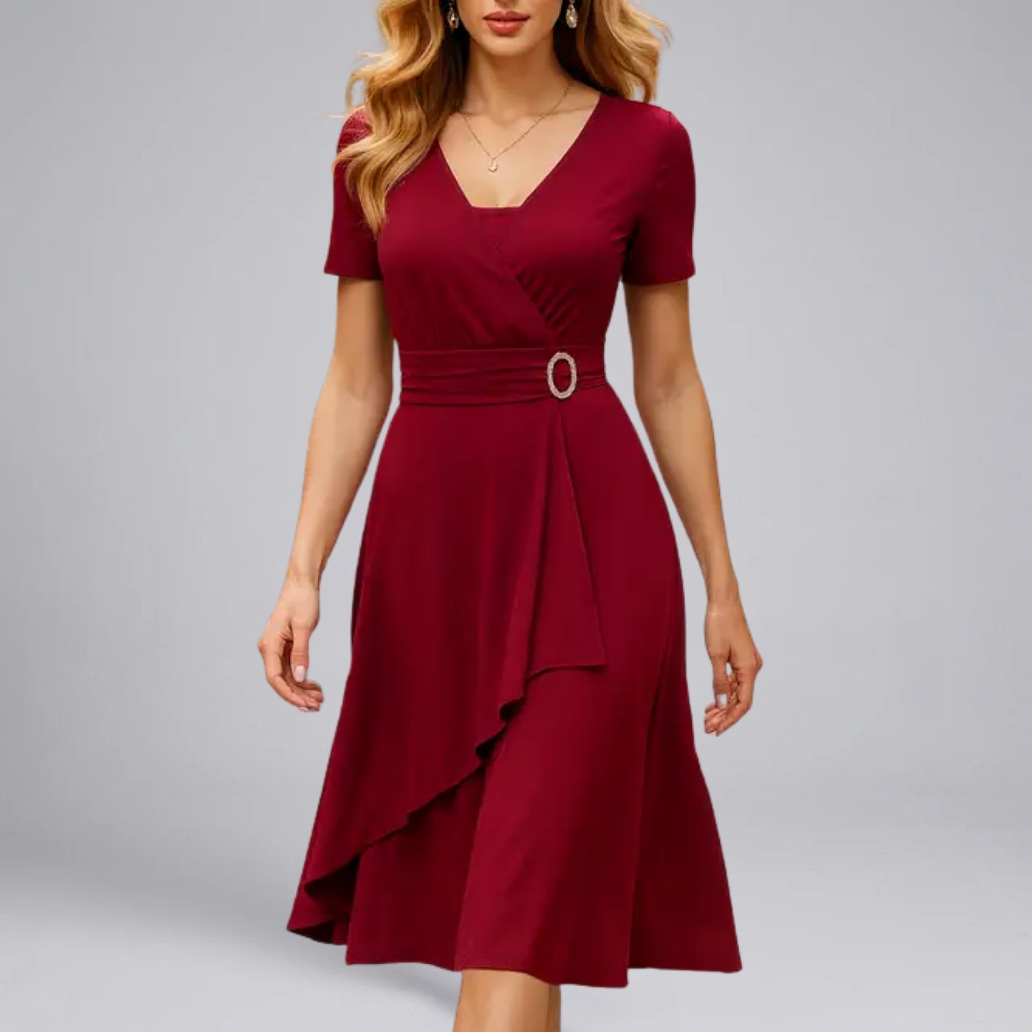 Women’s Ruched-Waist Wedding Midi Dress