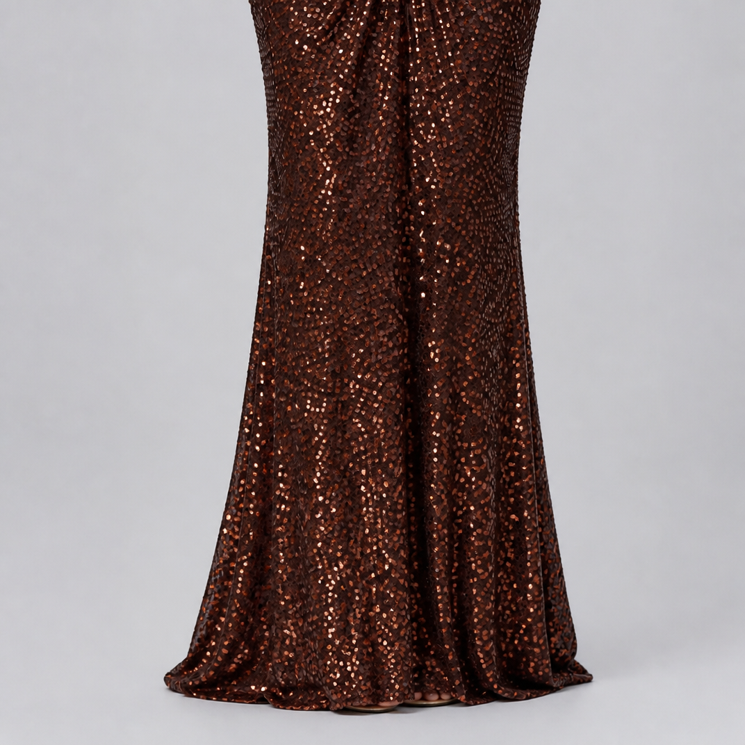 Women's Sequin Corset Square Neck Evening Maxi Dress