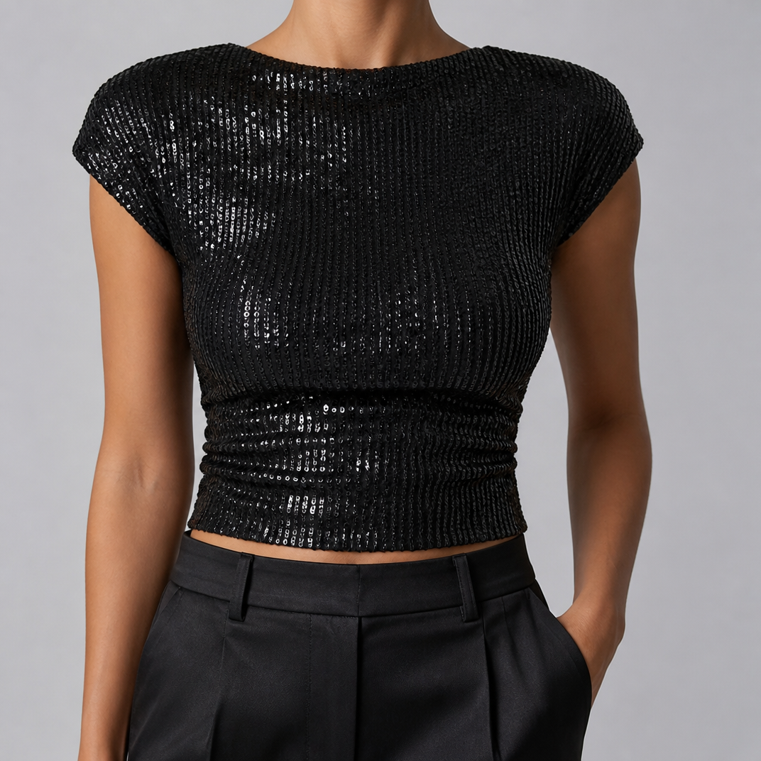 Women's Sequin Crop Top – Sparkly Going Out Top