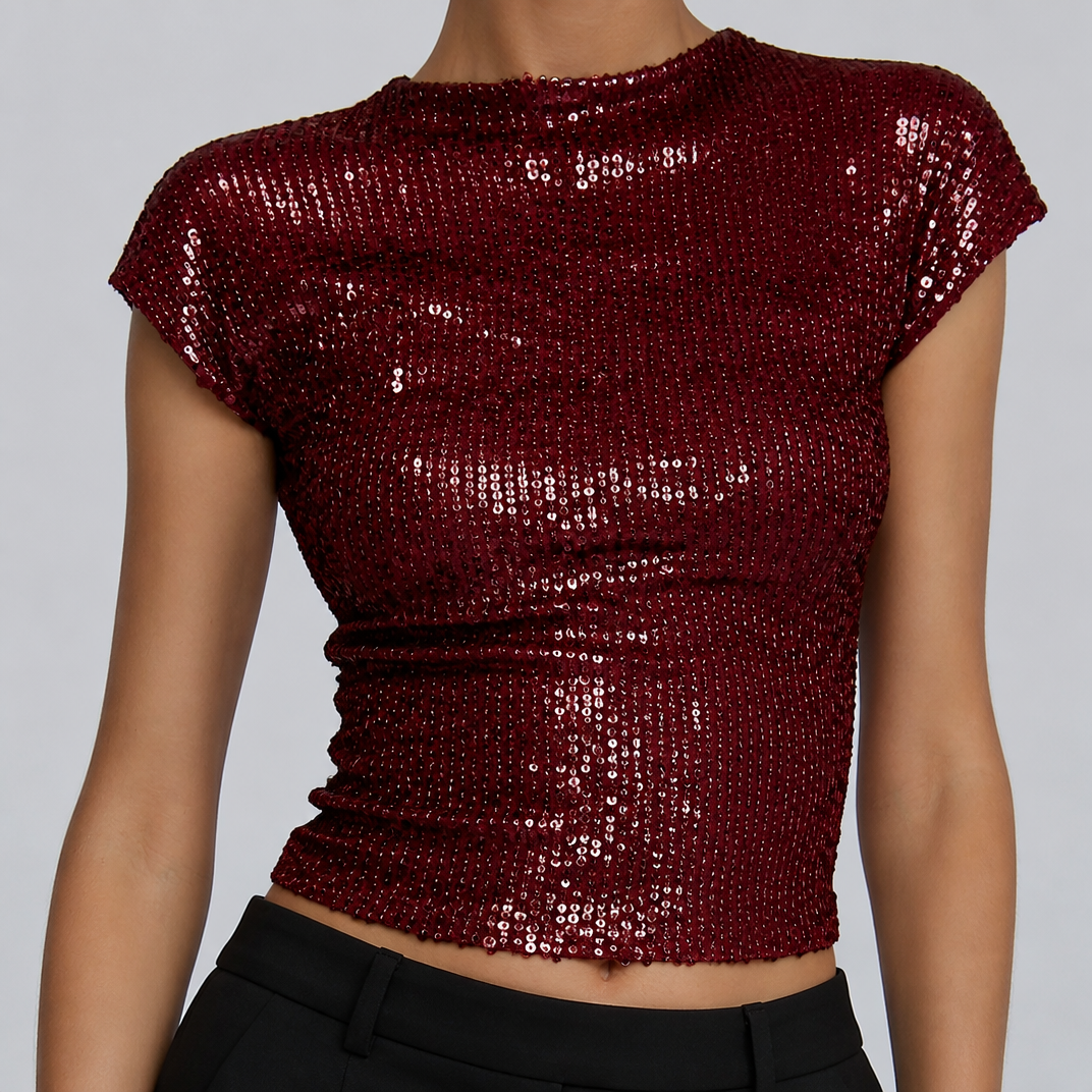 Women's Sequin Crop Top – Sparkly Going Out Top