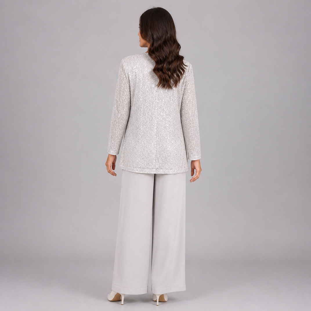 Women's Sequin Three-Piece Co-ord Set – Occasion Trouser Suit