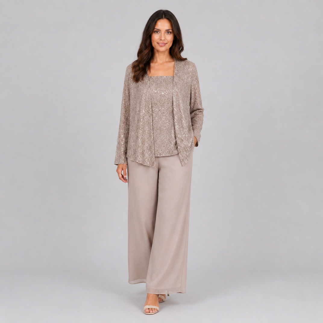Women's Sequin Three-Piece Co-ord Set – Occasion Trouser Suit