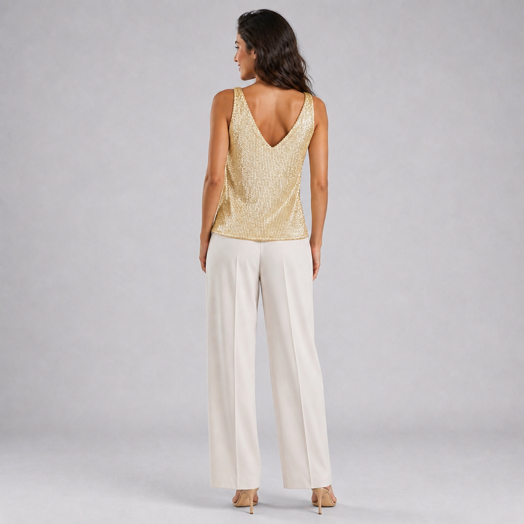 Women's Sequin Vest Top – Sleeveless Sparkly Going Out Top