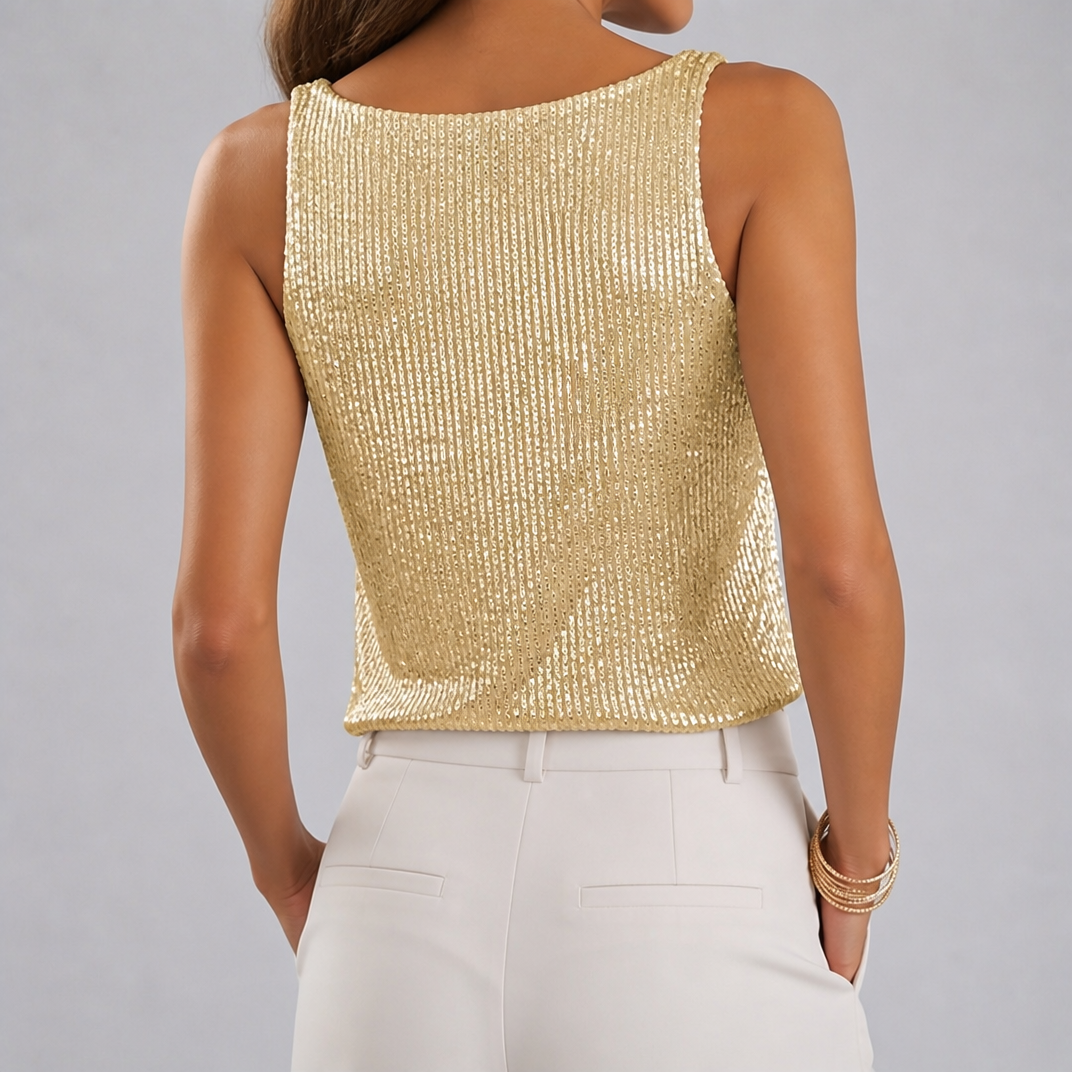 Women's Sequin Vest Top – Sleeveless Sparkly Going Out Top