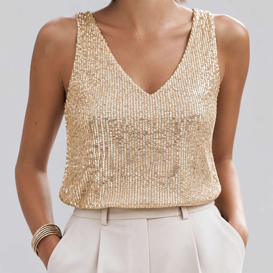 Women's Sequin Vest Top – Sleeveless Sparkly Going Out Top
