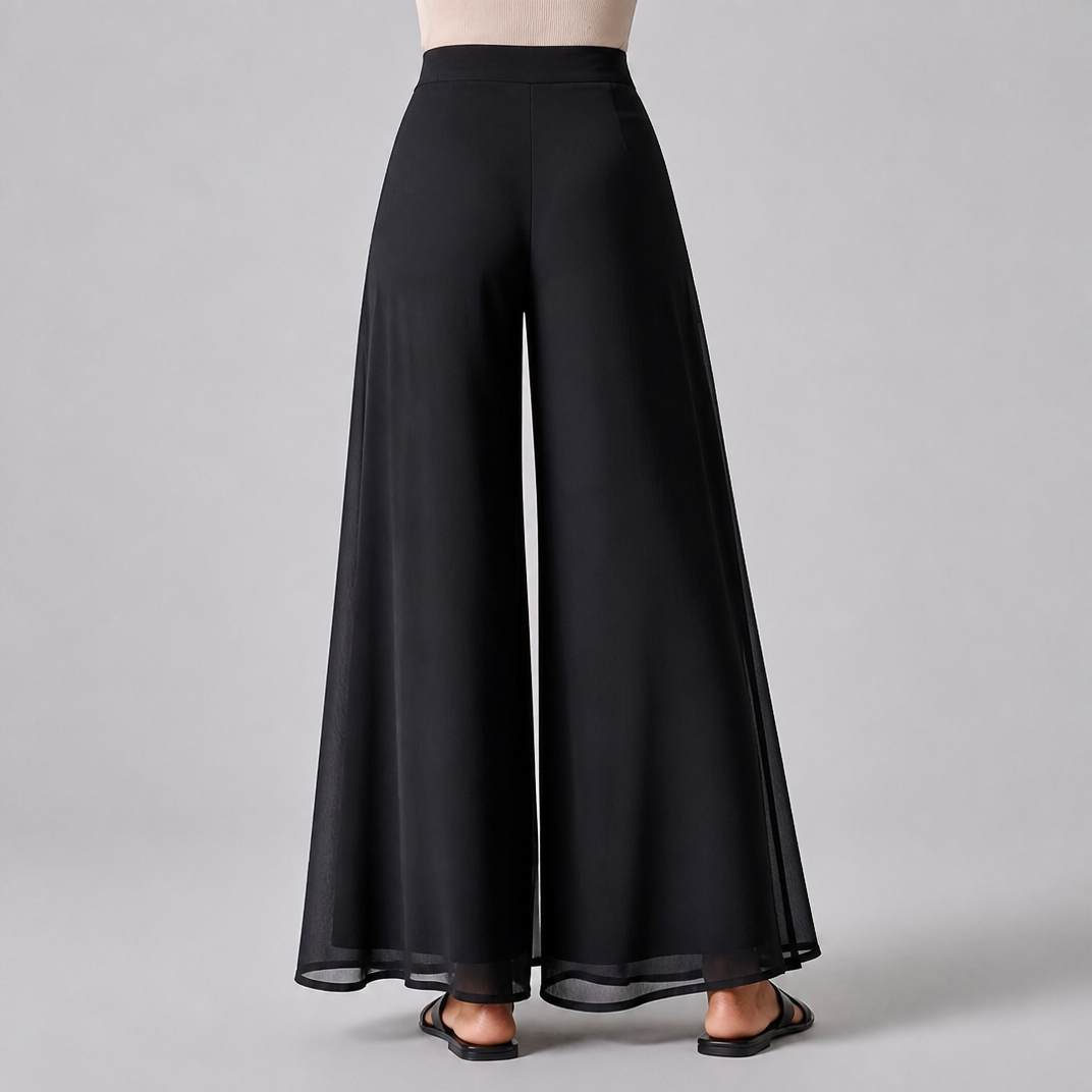 Women's Sheer Drape Palazzo Pants – Wide Leg Trousers