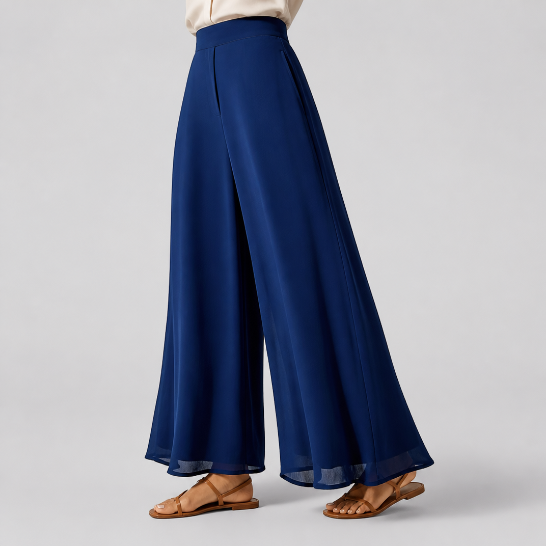 Women's Sheer Drape Palazzo Pants – Wide Leg Trousers