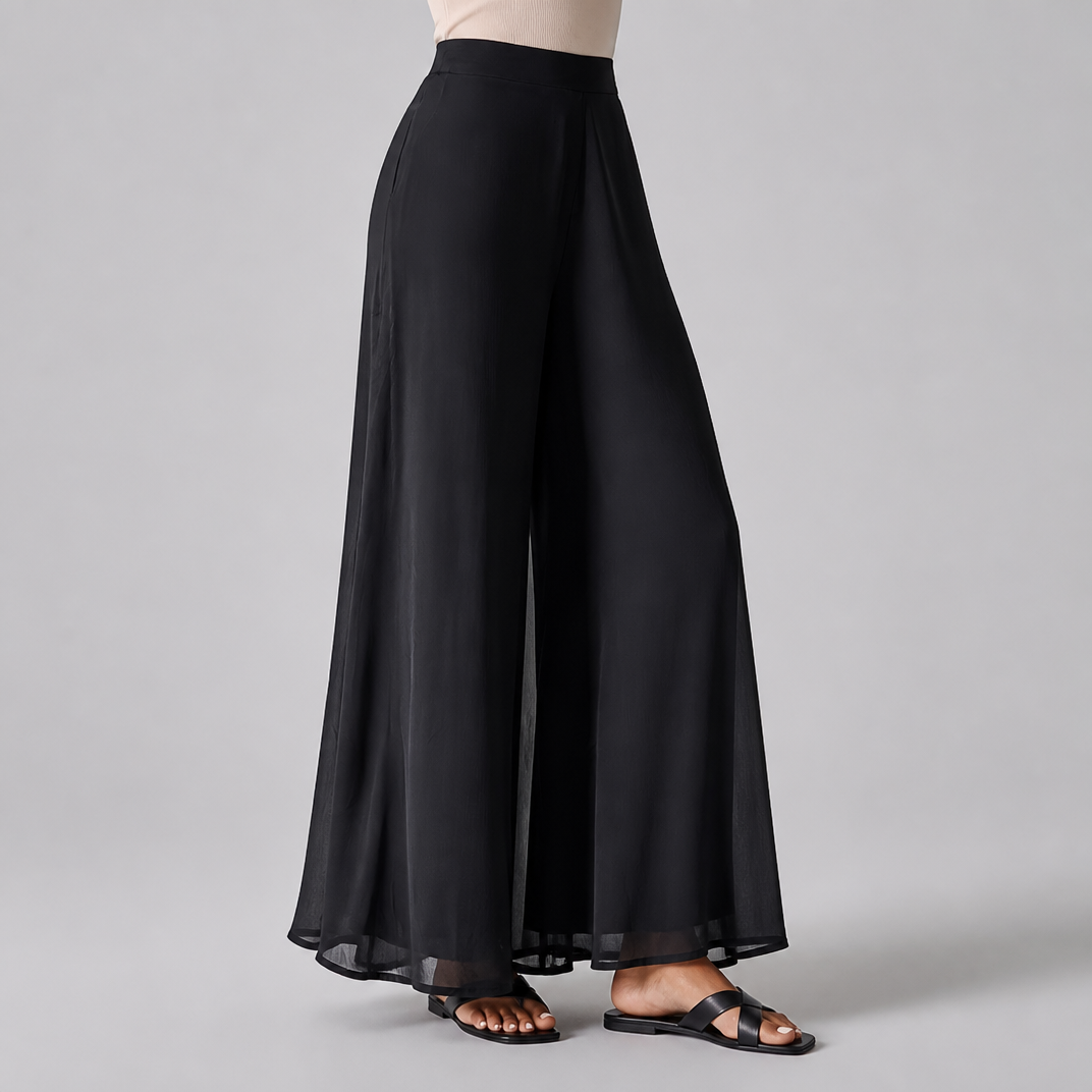 Women's Sheer Drape Palazzo Pants – Wide Leg Trousers