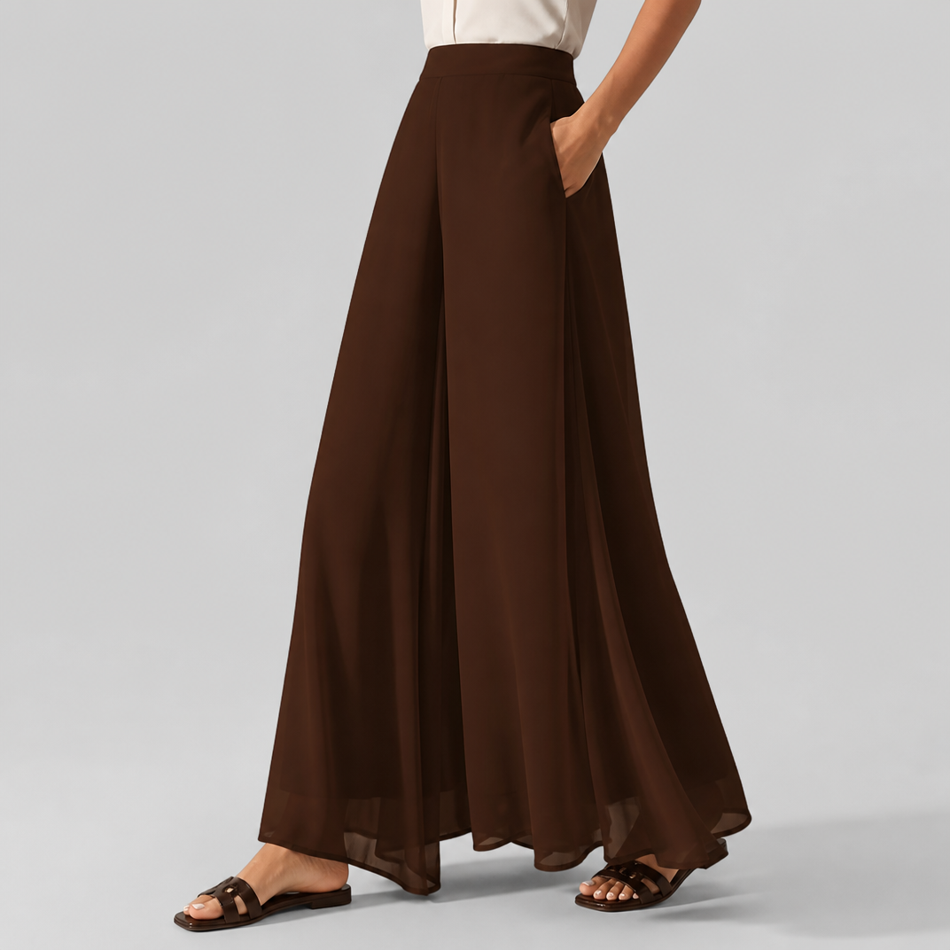 Women's Sheer Drape Palazzo Pants – Wide Leg Trousers