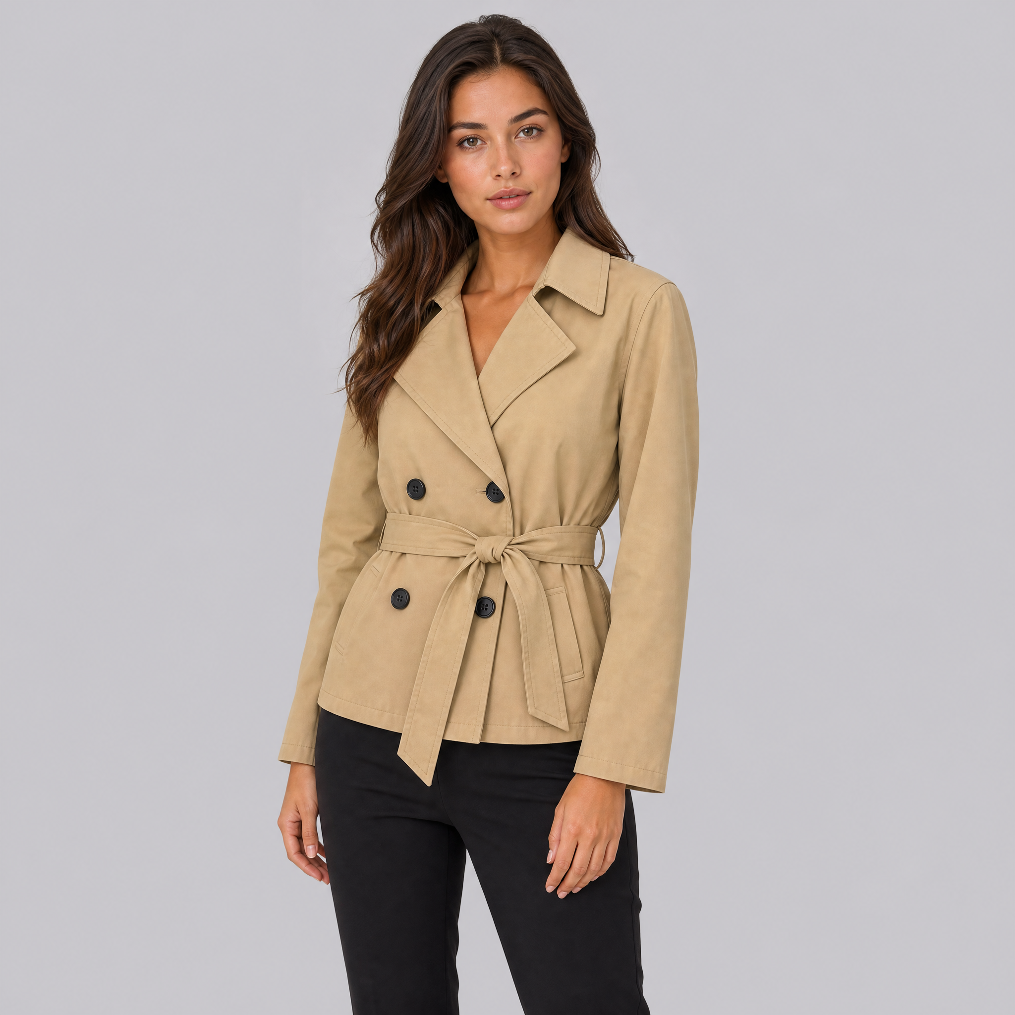 Women's Short Belted Trench Jacket – Cropped Trench Coat