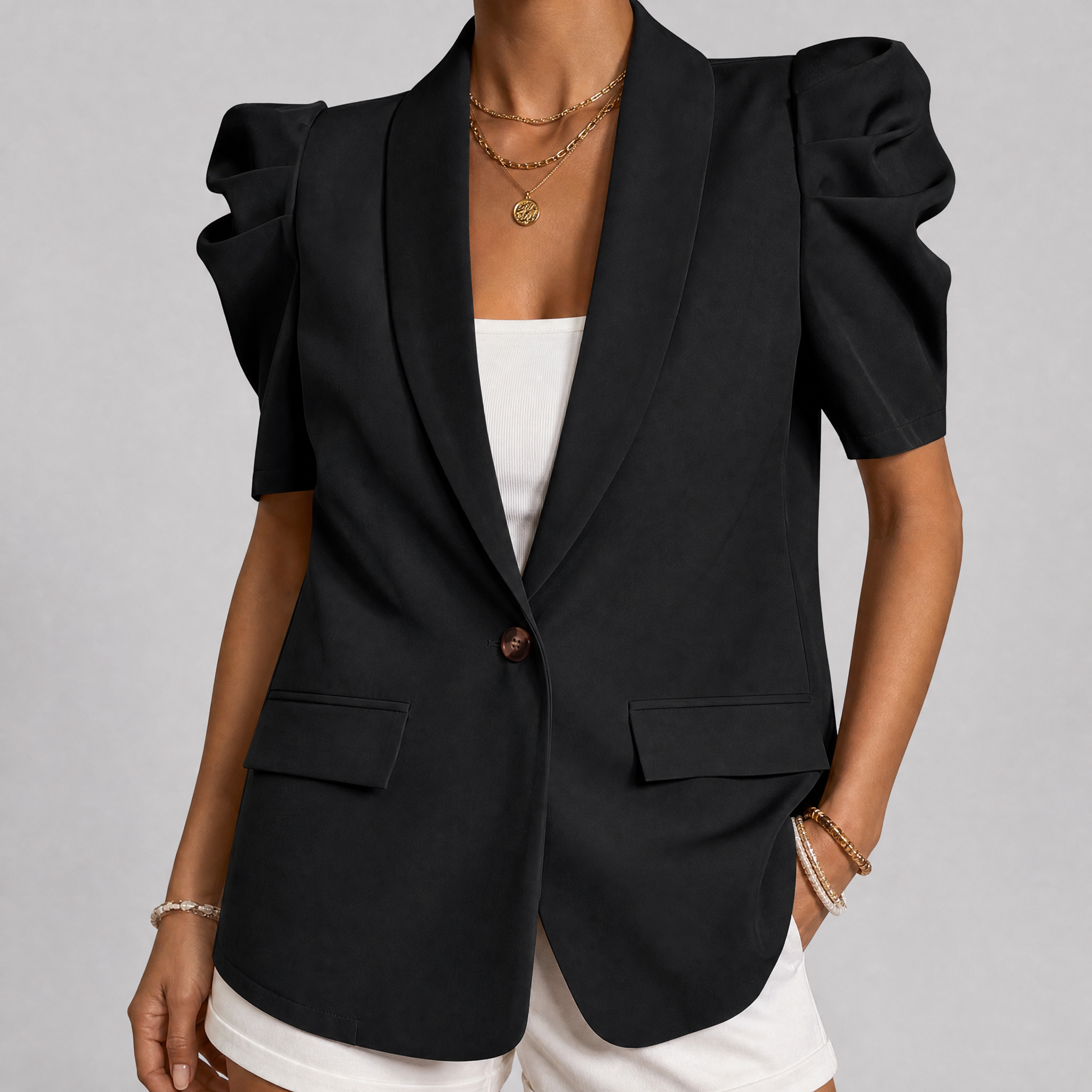 Women's Short Puff Sleeve Blazer – Summer Tops For Women