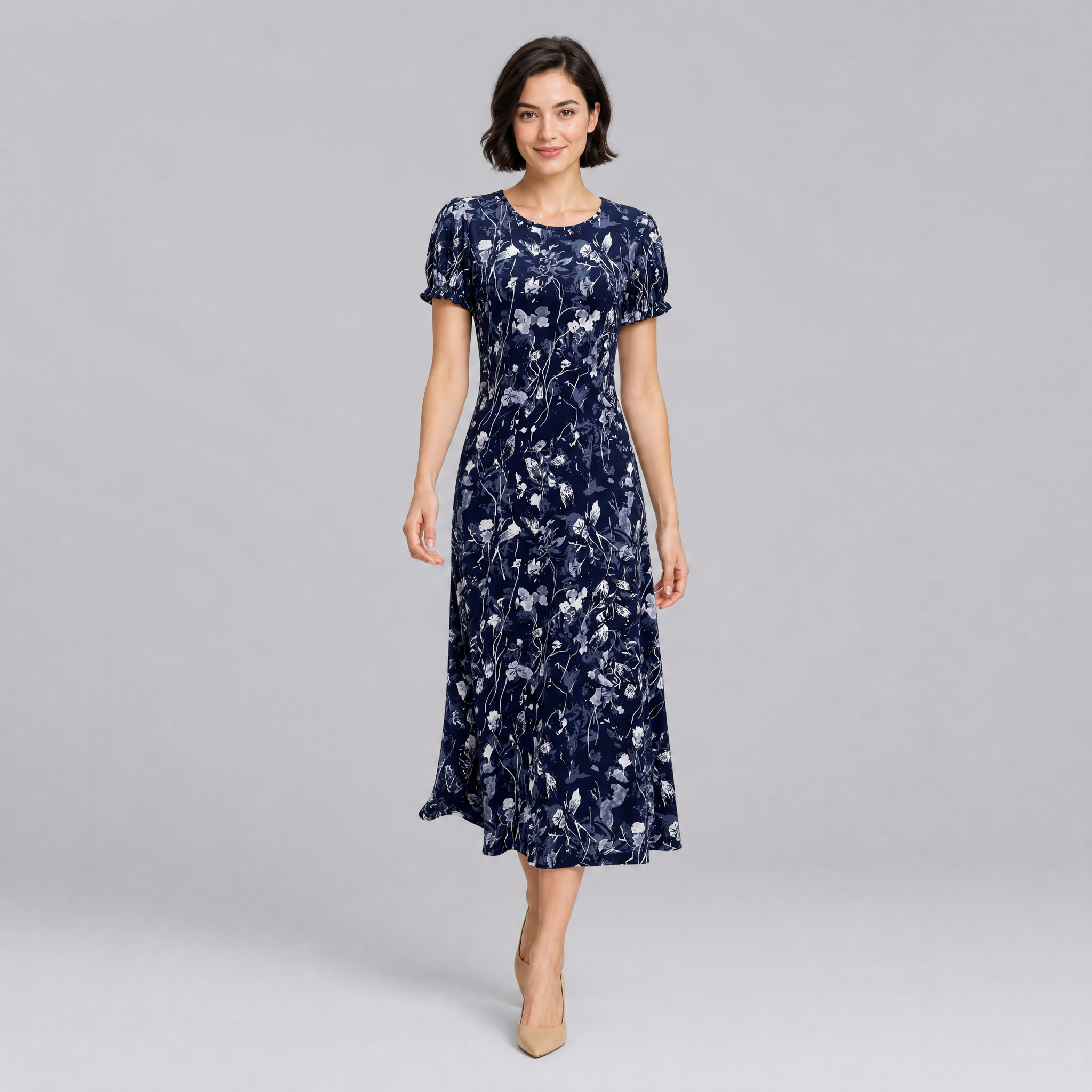 Women’s Short-Sleeve Floral-Print Maxi Dress