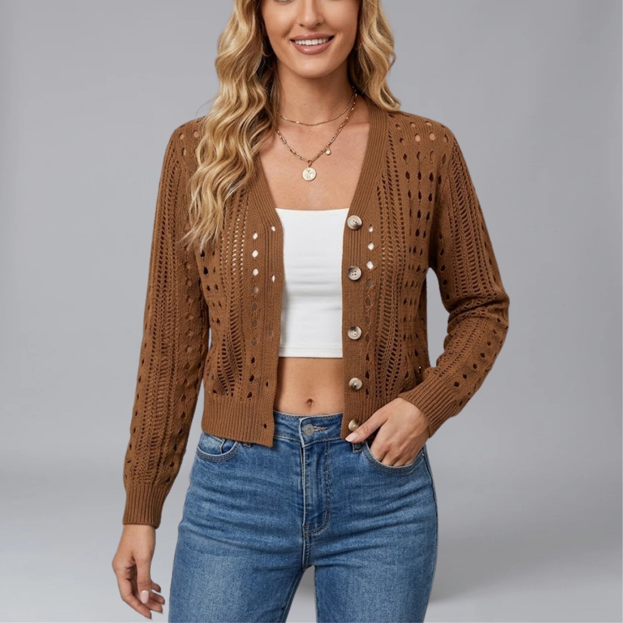 Women’s Short-Sleeve Pointelle Spring Cardigan