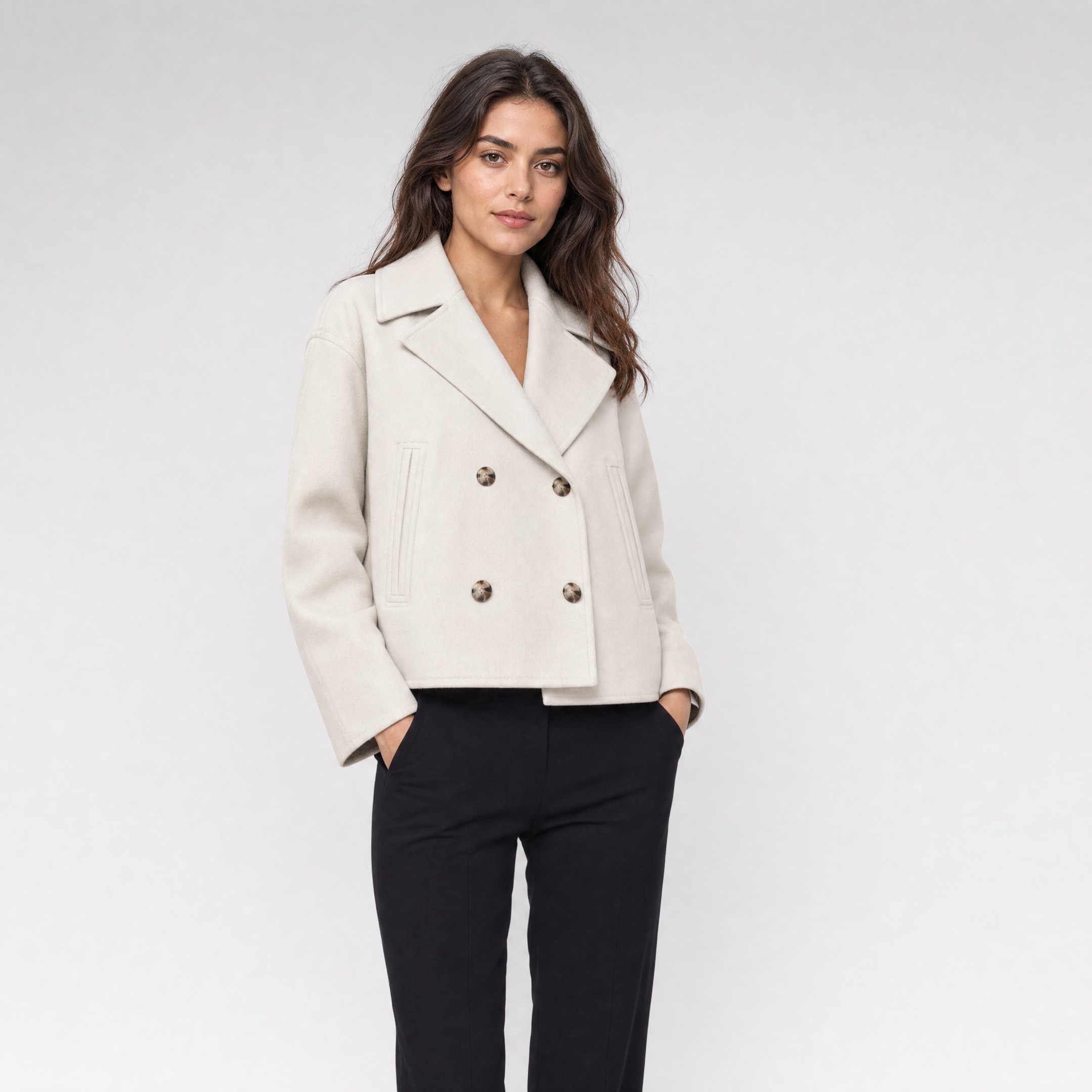 Women's Short Wool Coat – Cropped Pea Jacket