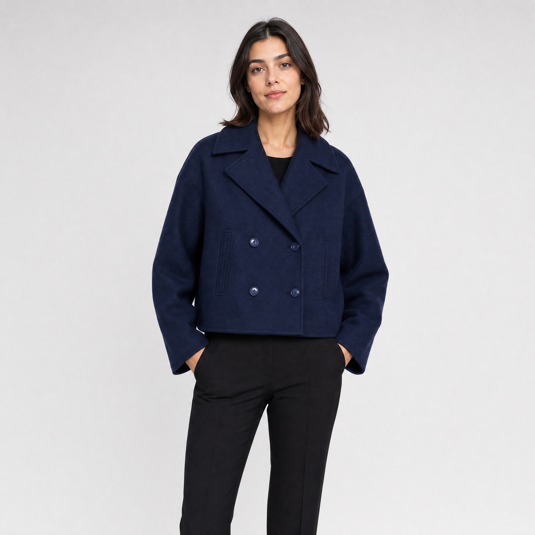 Women's Short Wool Coat – Cropped Pea Jacket