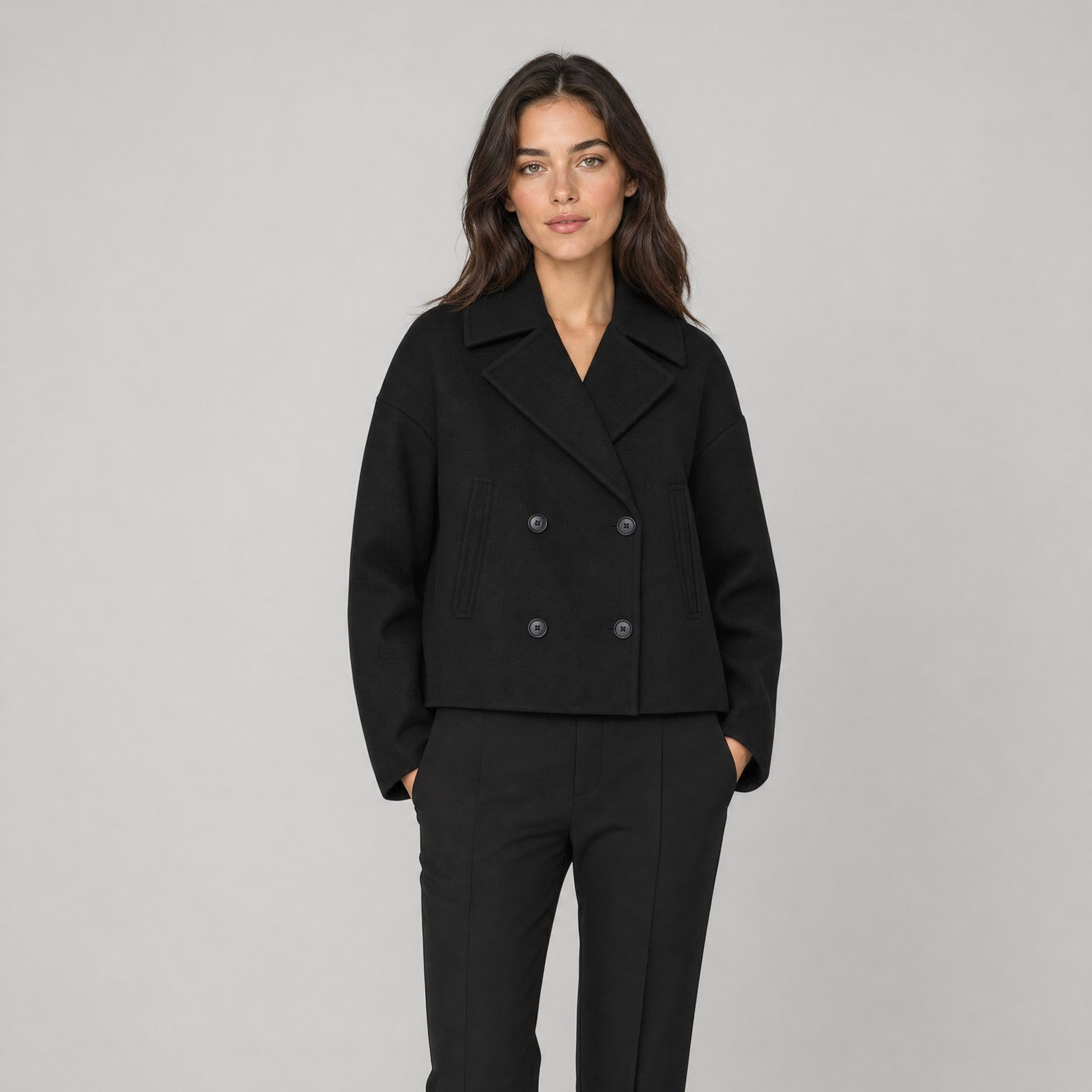 Women's Short Wool Coat – Cropped Pea Jacket