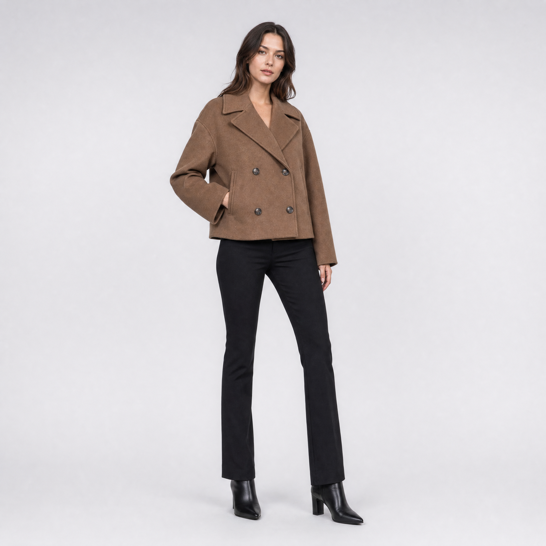 Women's Short Wool Coat – Cropped Pea Jacket