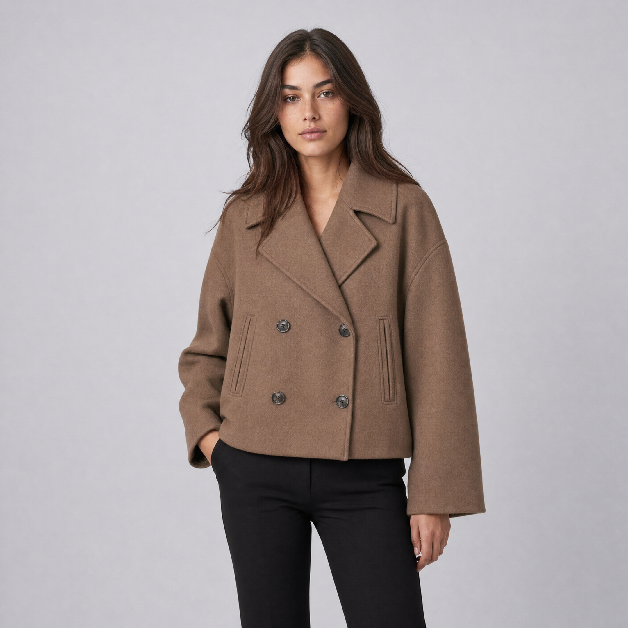Women's Short Wool Coat – Cropped Pea Jacket