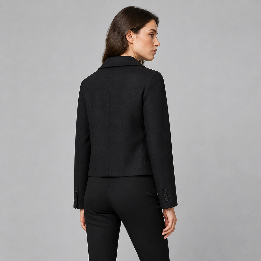 Women's Short Wool Jacket – Cropped Tailored Button Coat