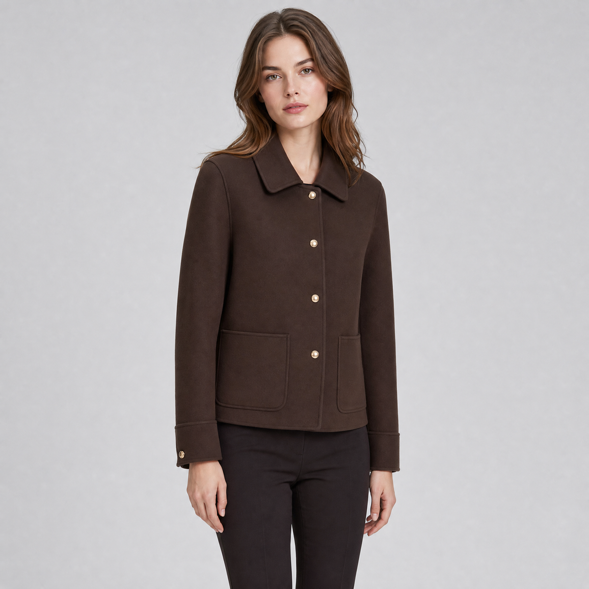 Women's Short Wool Jacket – Cropped Tailored Button Coat