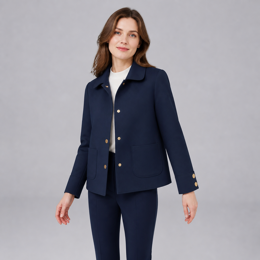 Women's Short Wool Jacket – Cropped Tailored Button Coat