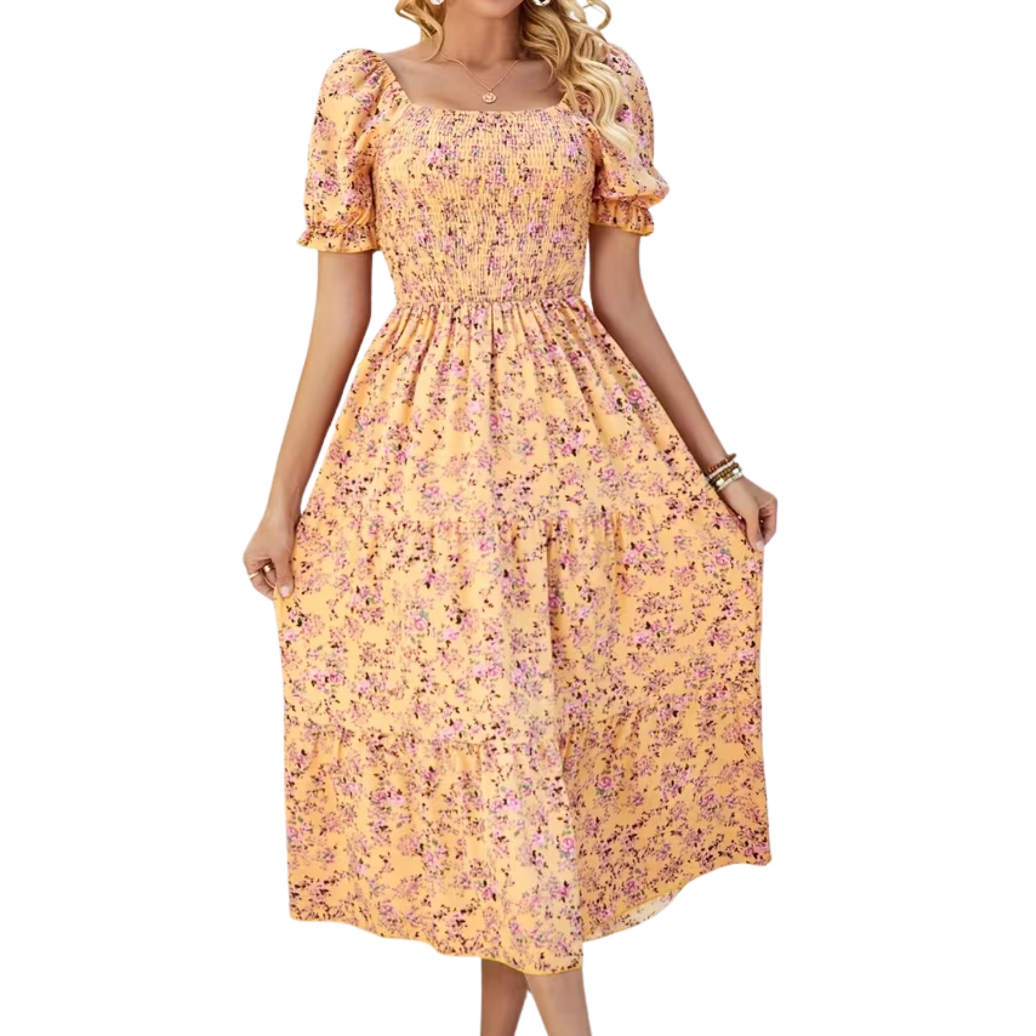 Women’s Smocked Waist Floral Maxi Dress