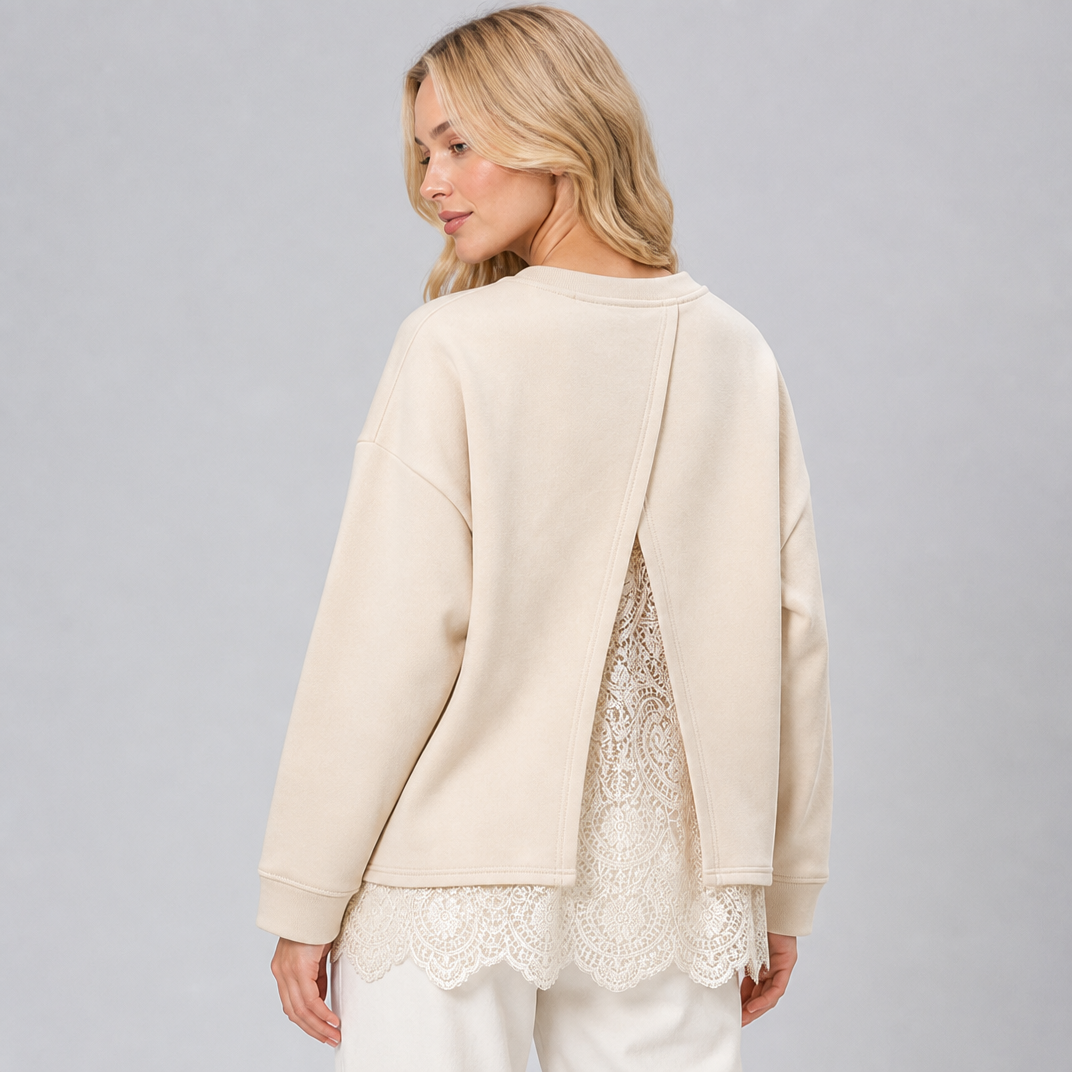 Women's Soft Jersey Lace Hem Sweatshirt