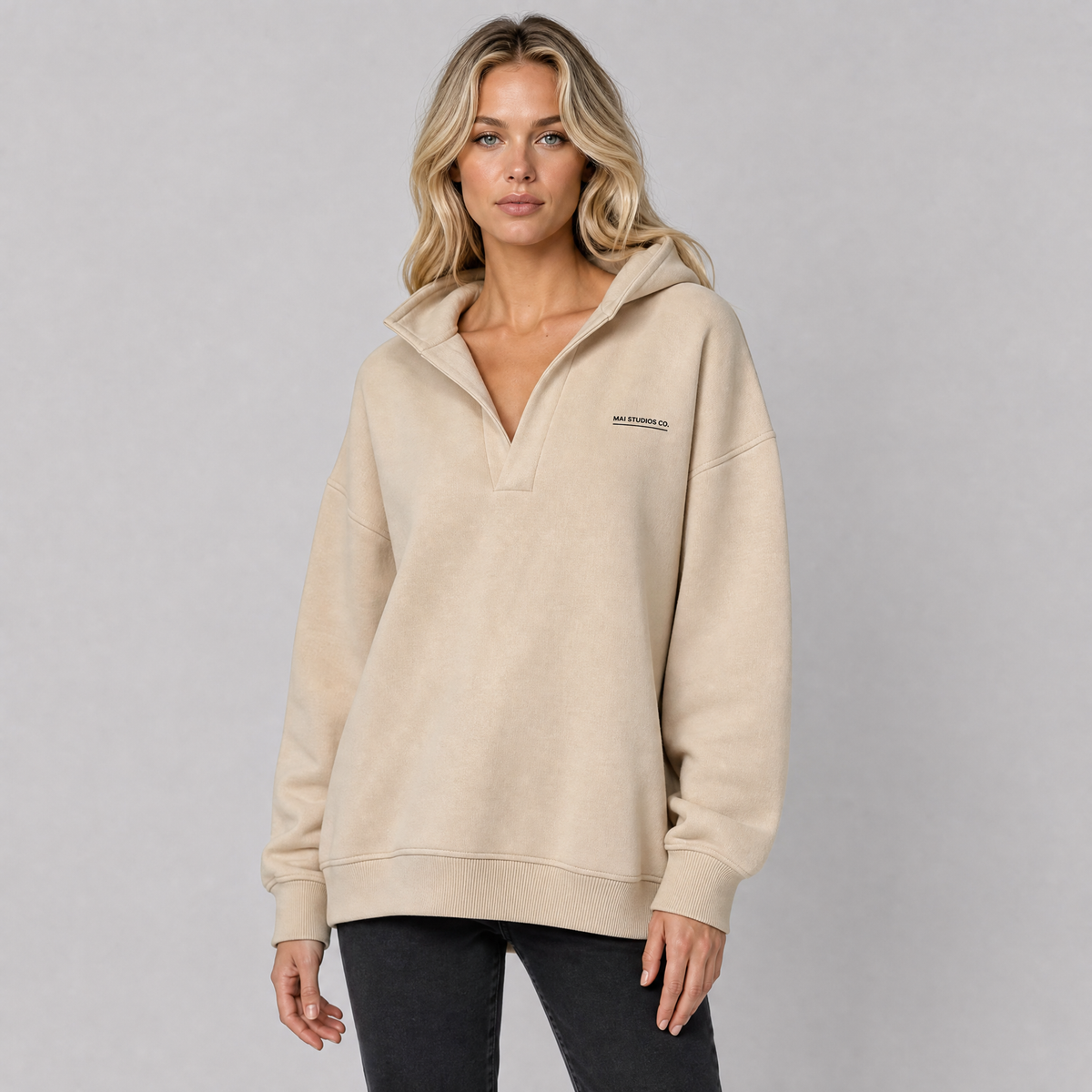 Women's Soft Knit Oversized Logo Hoodie