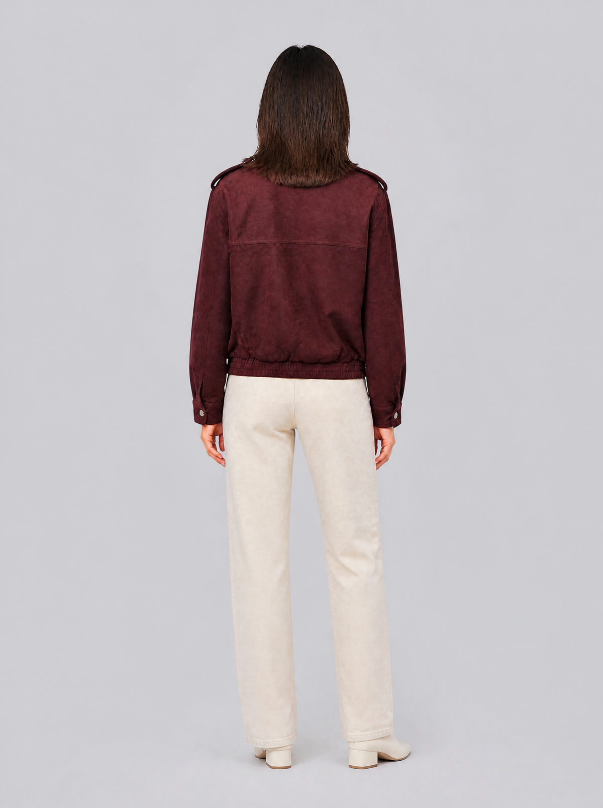 Women's Soft Touch Brushed Funnel Neck Bomber Jacket Relaxed Fit - product view 2