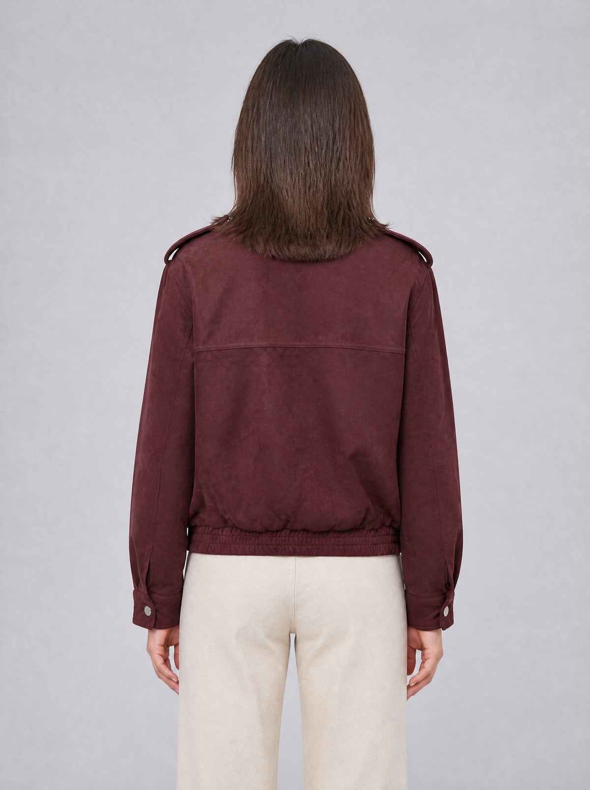 Women's Soft Touch Brushed Funnel Neck Bomber Jacket Relaxed Fit - product view 4