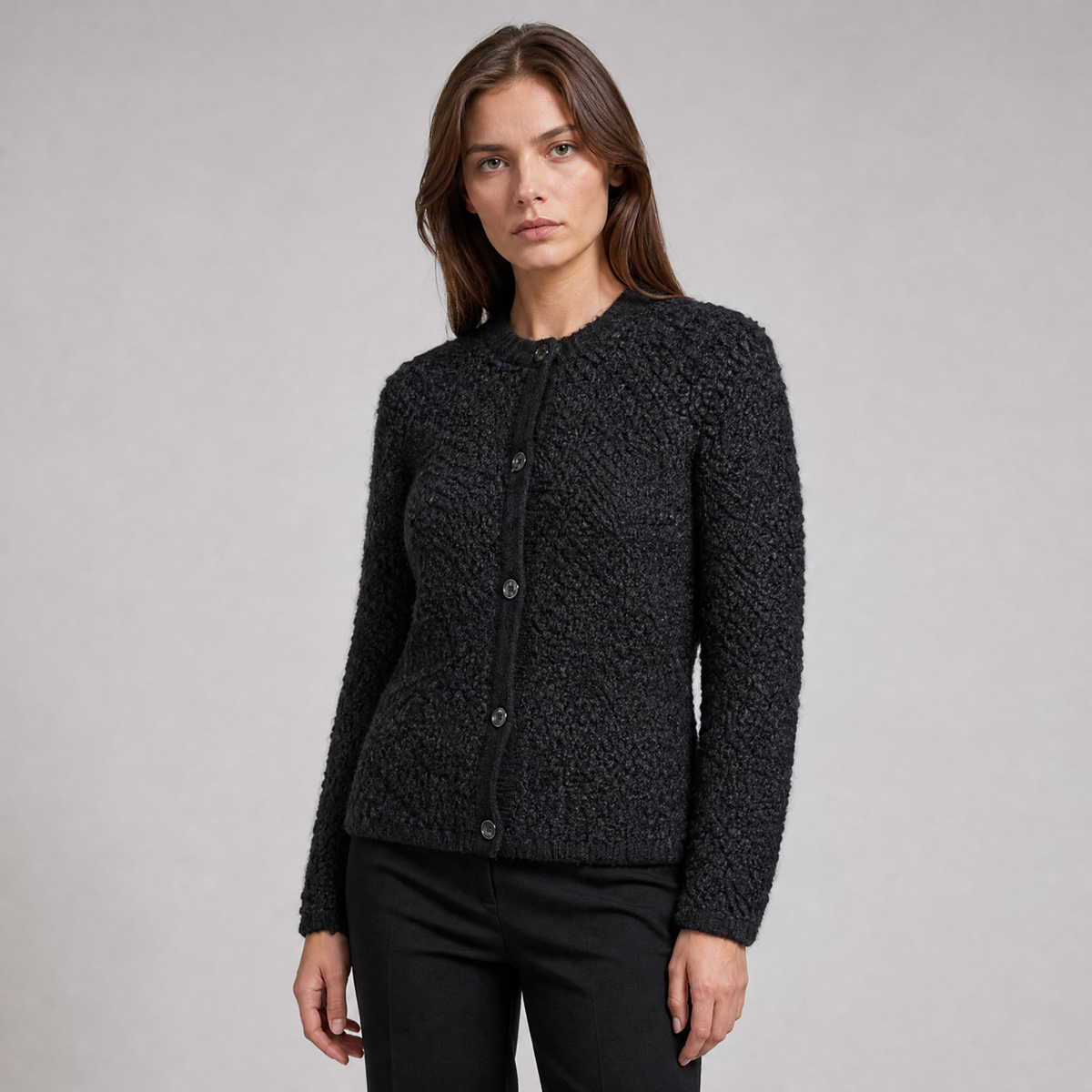 Women's Soft Touch Crew Neck Button Cardigan