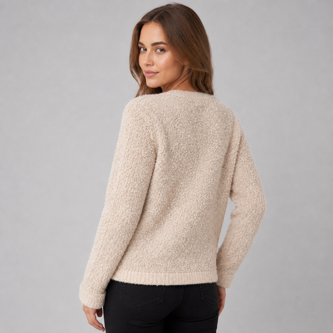 Women's Soft Touch Crew Neck Button Cardigan