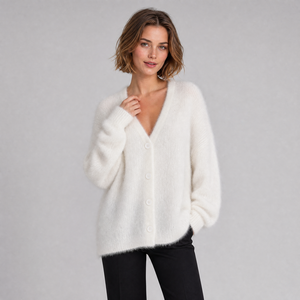Women's Soft Touch V Neck Button Front Cardigan