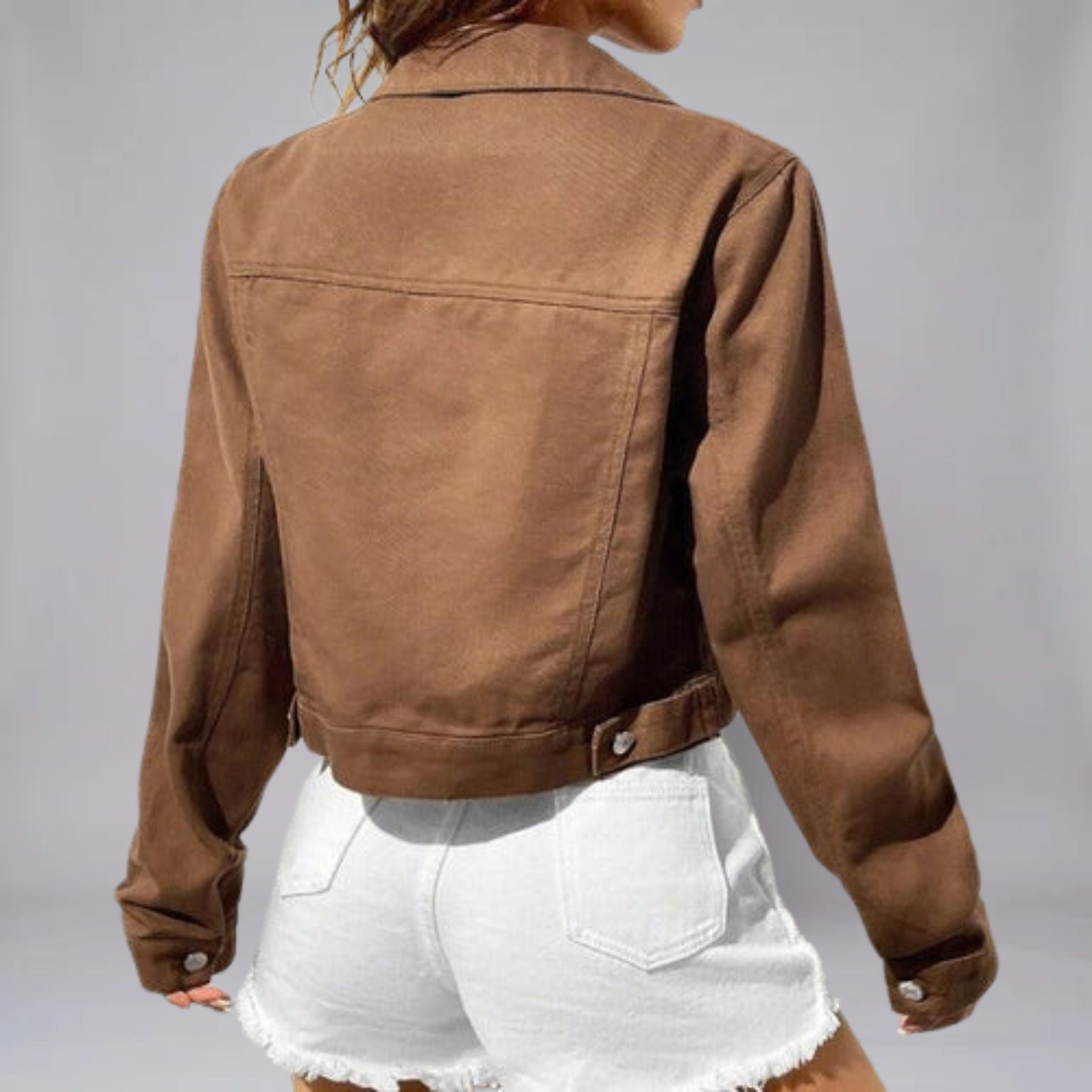 Women’s Spring-Weight Cropped Textured Denim Jacket