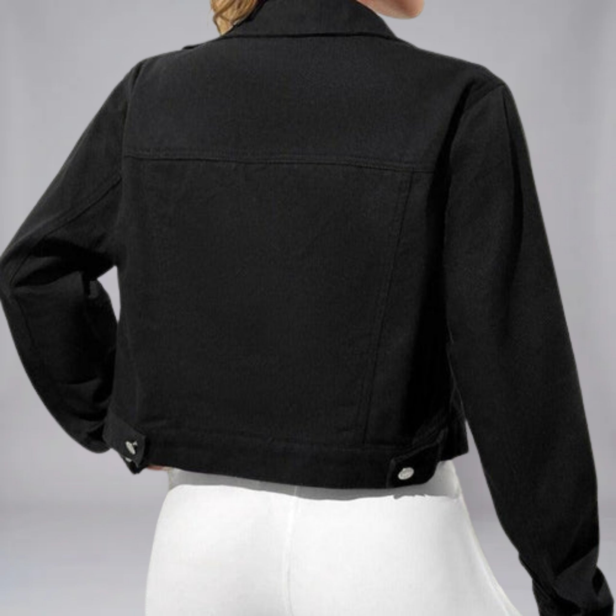Women’s Spring-Weight Cropped Textured Denim Jacket