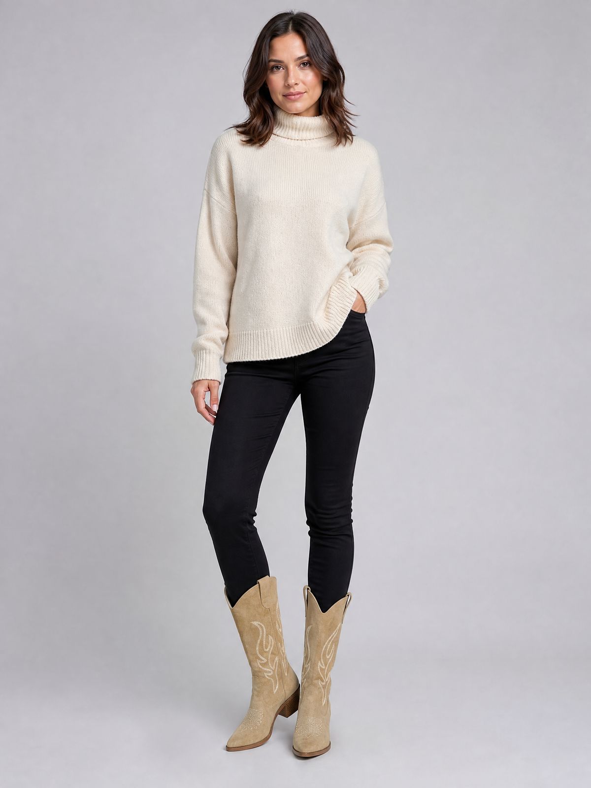 Women's Suede Embroidered Western Cowboy Mid Calf Boots