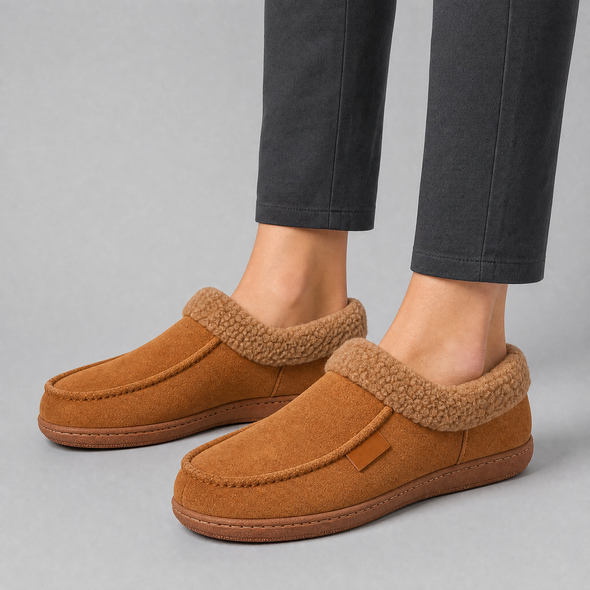 Women's Suede Fleece Lined Moccasin Slippers