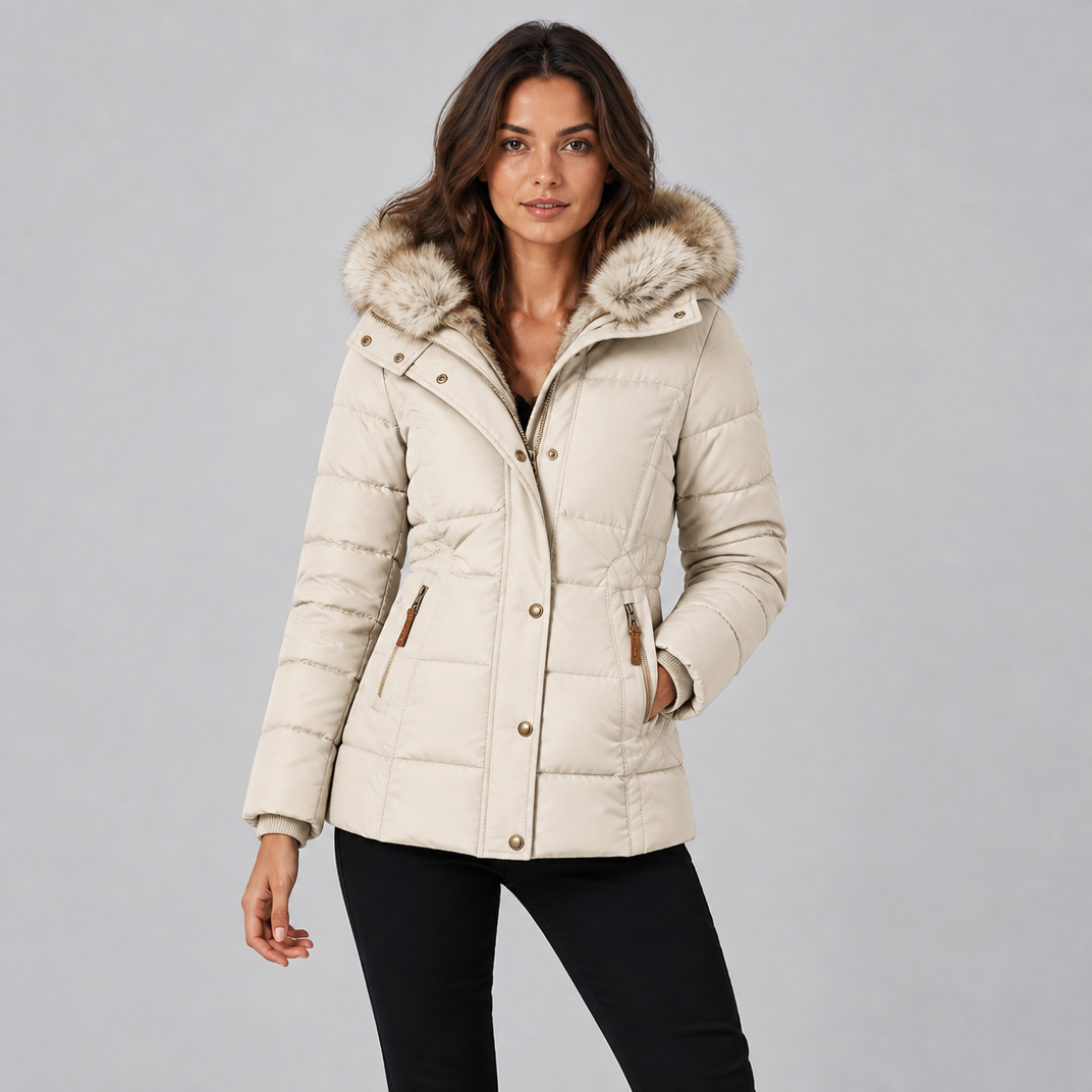 Women's Synthetic Faux Fur Hooded Parka Jacket Tailored Fit