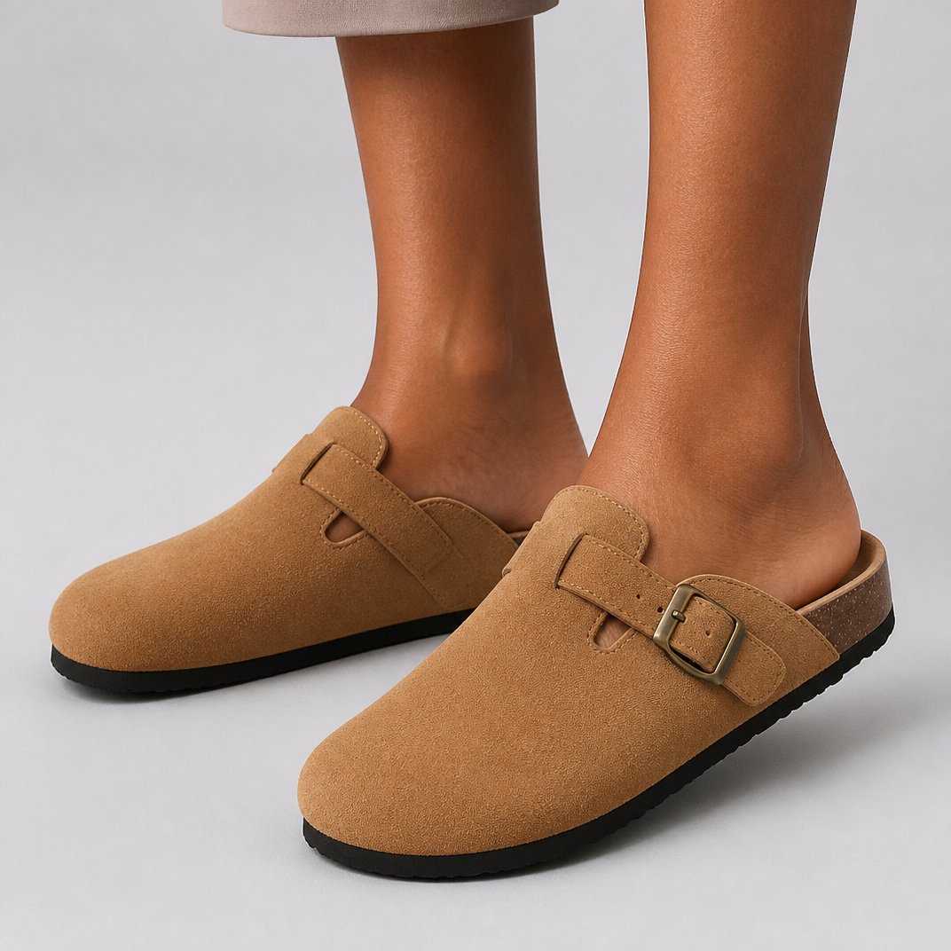 Women's Tan Mules – Smart Casual Summer Slides