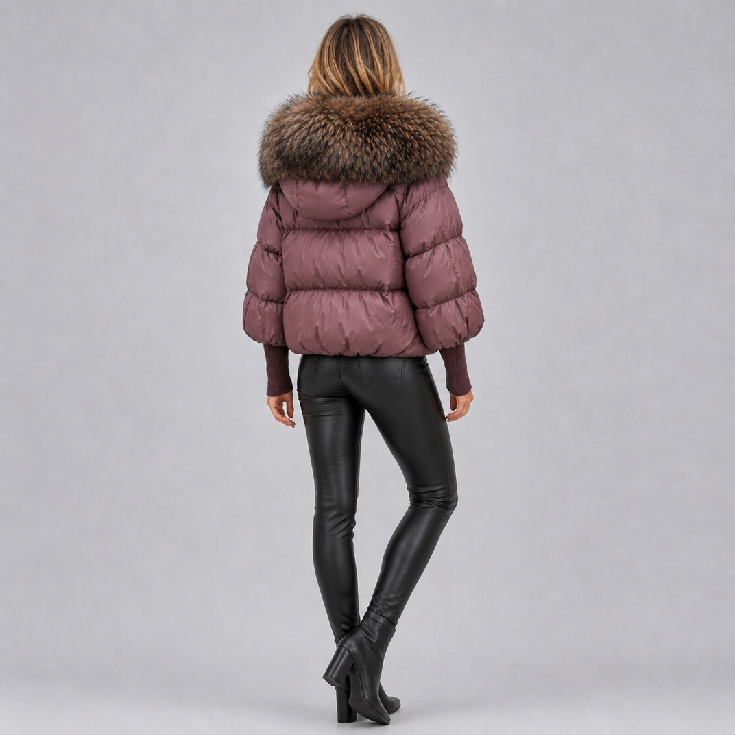 Women's Technical Faux Fur Puffer Jacket Relaxed Fit
