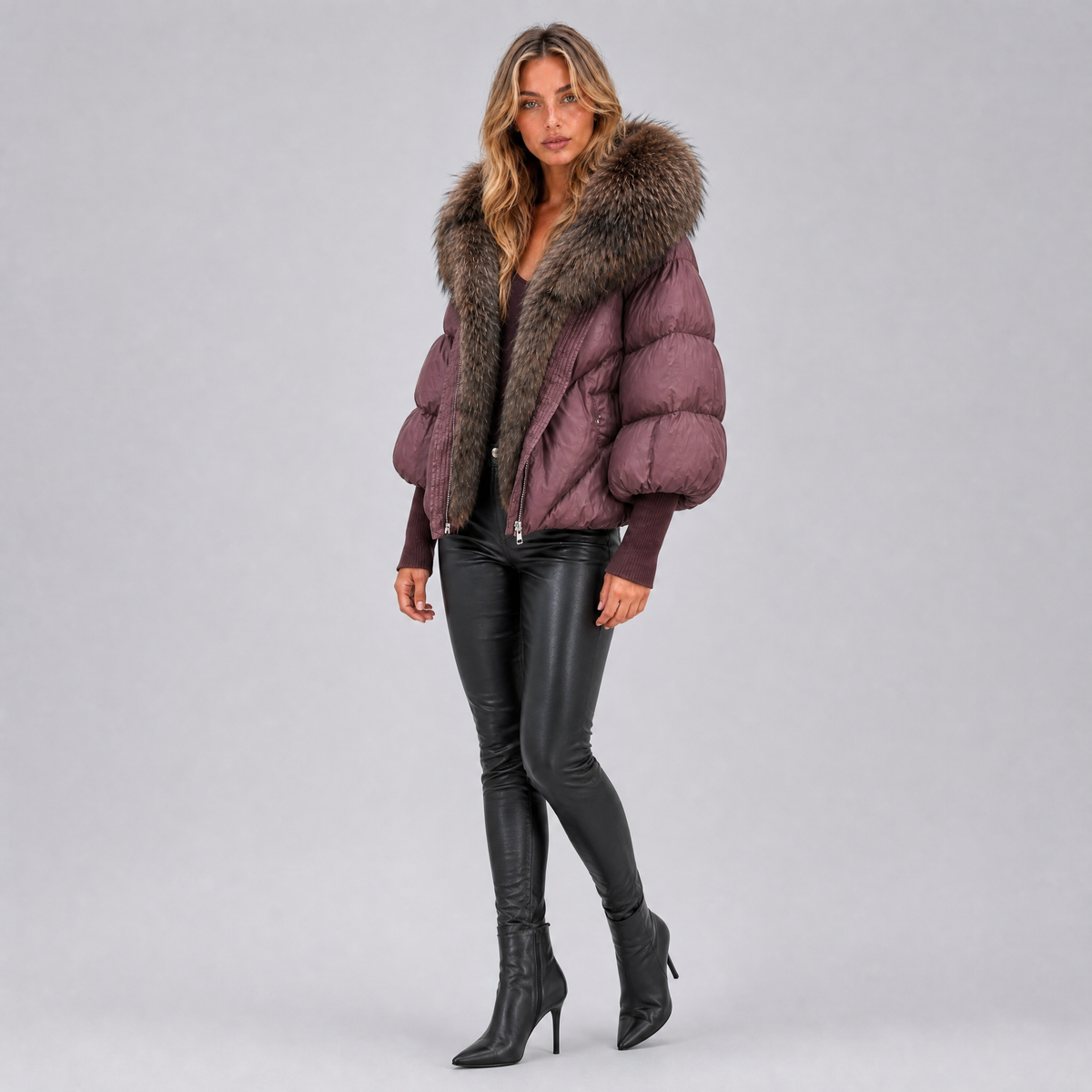 Women's Technical Faux Fur Puffer Jacket Relaxed Fit