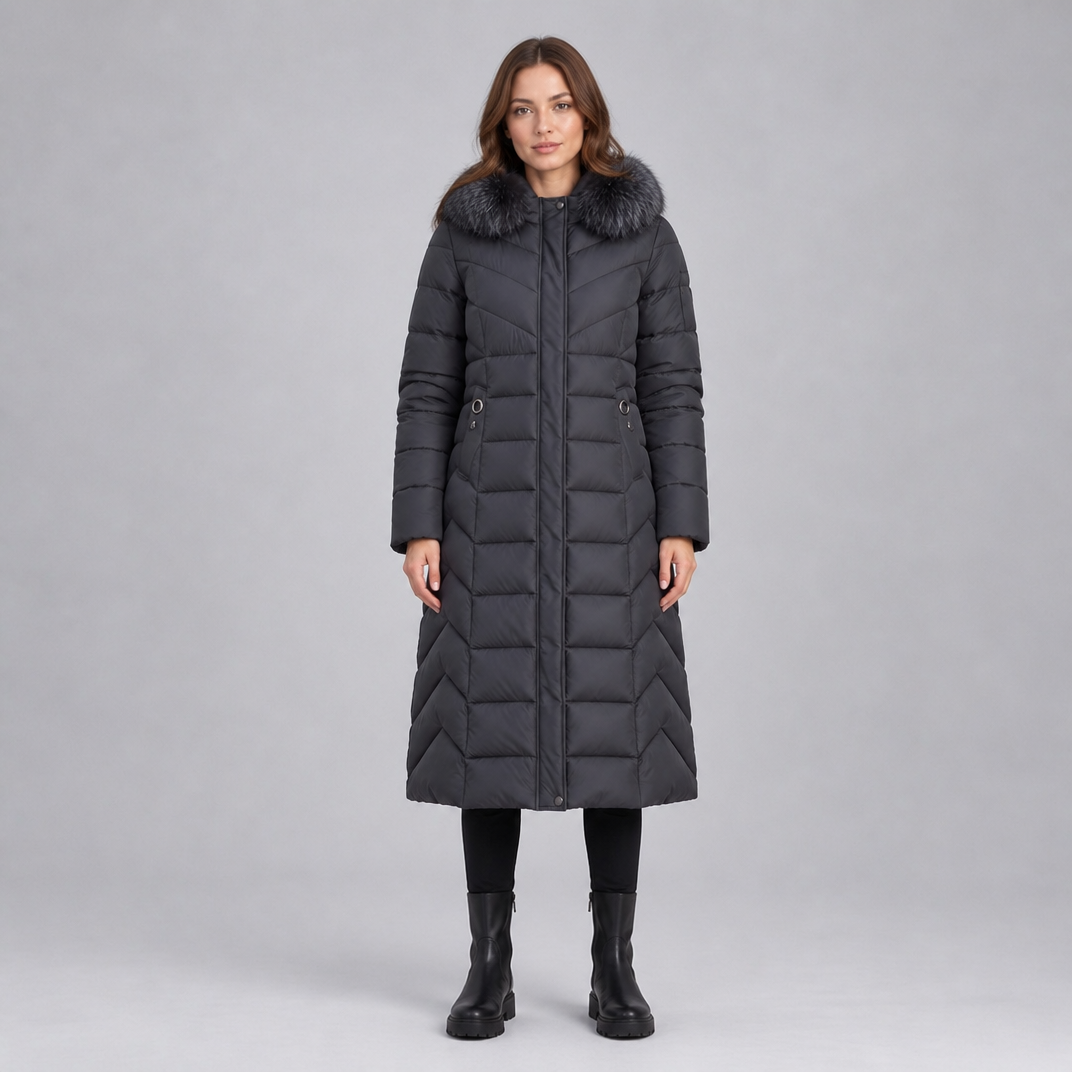 Women's Technical Long Puffer Coat Tailored Fit