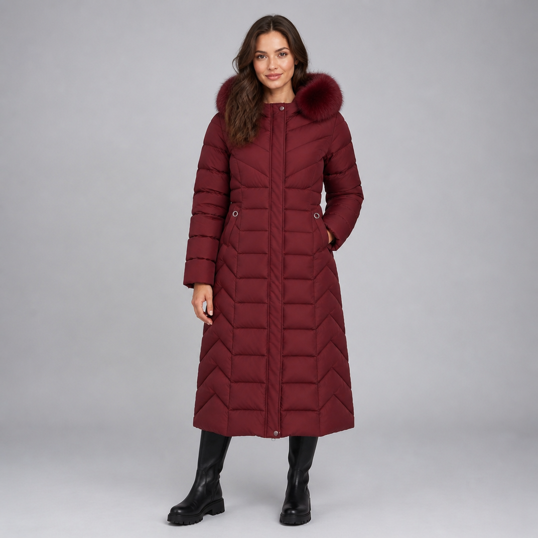Women's Technical Long Puffer Coat Tailored Fit