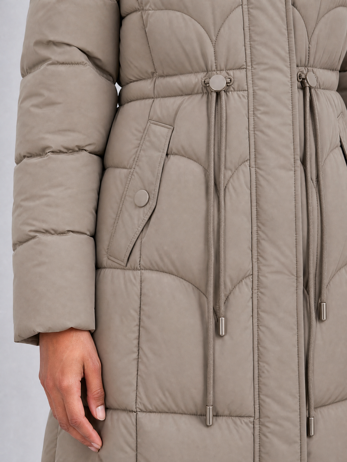 Women's Technical Long Quilted Coat Tailored Fit