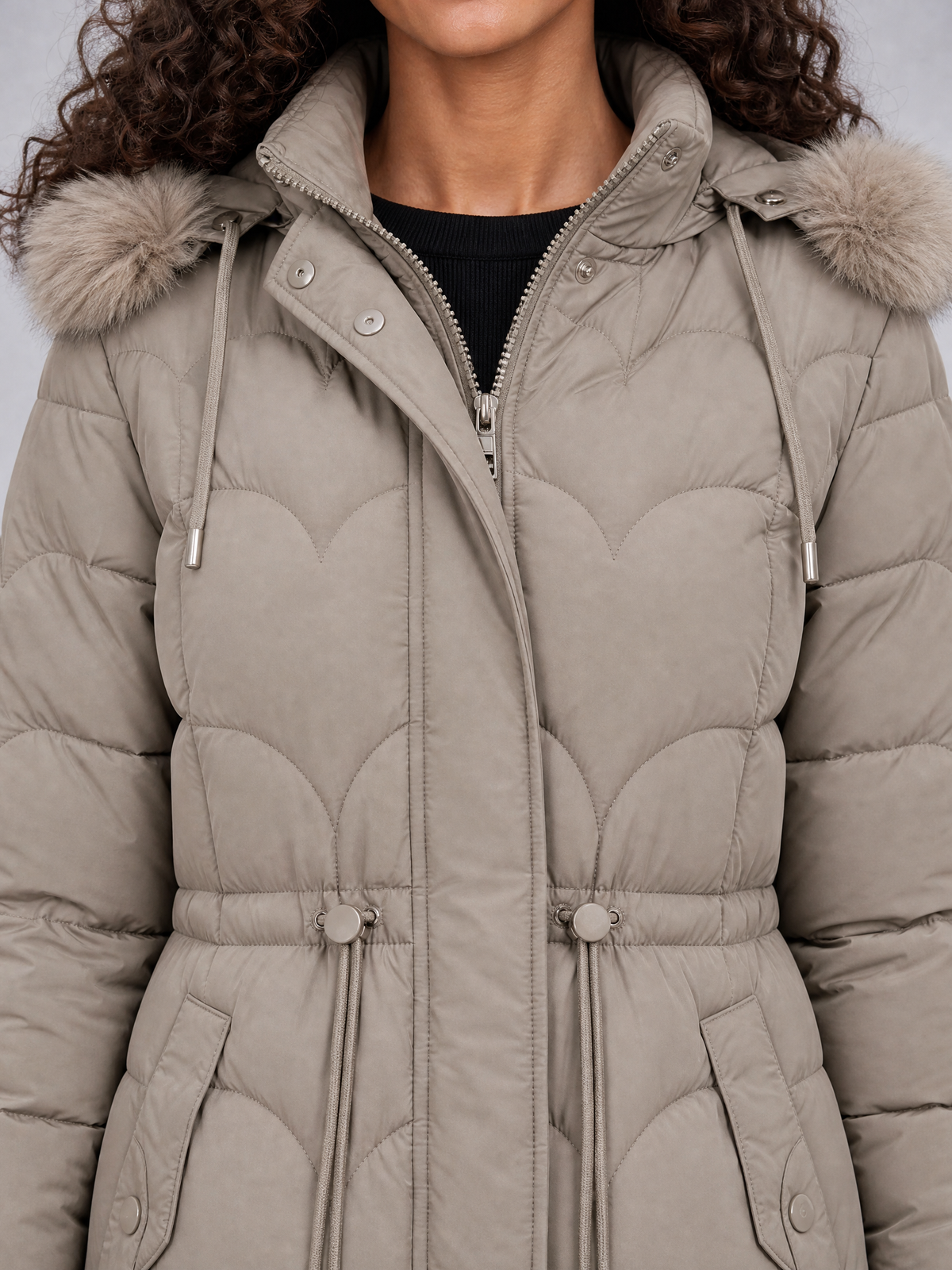 Women's Technical Long Quilted Coat Tailored Fit