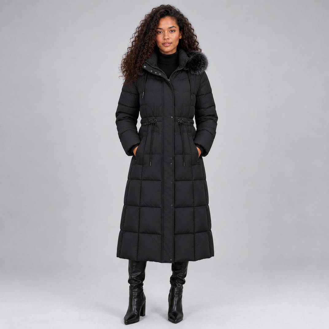 Women's Technical Long Quilted Coat Tailored Fit