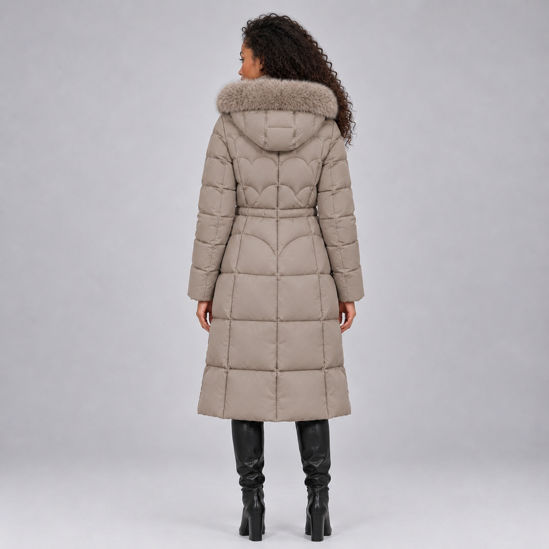 Women's Technical Long Quilted Coat Tailored Fit