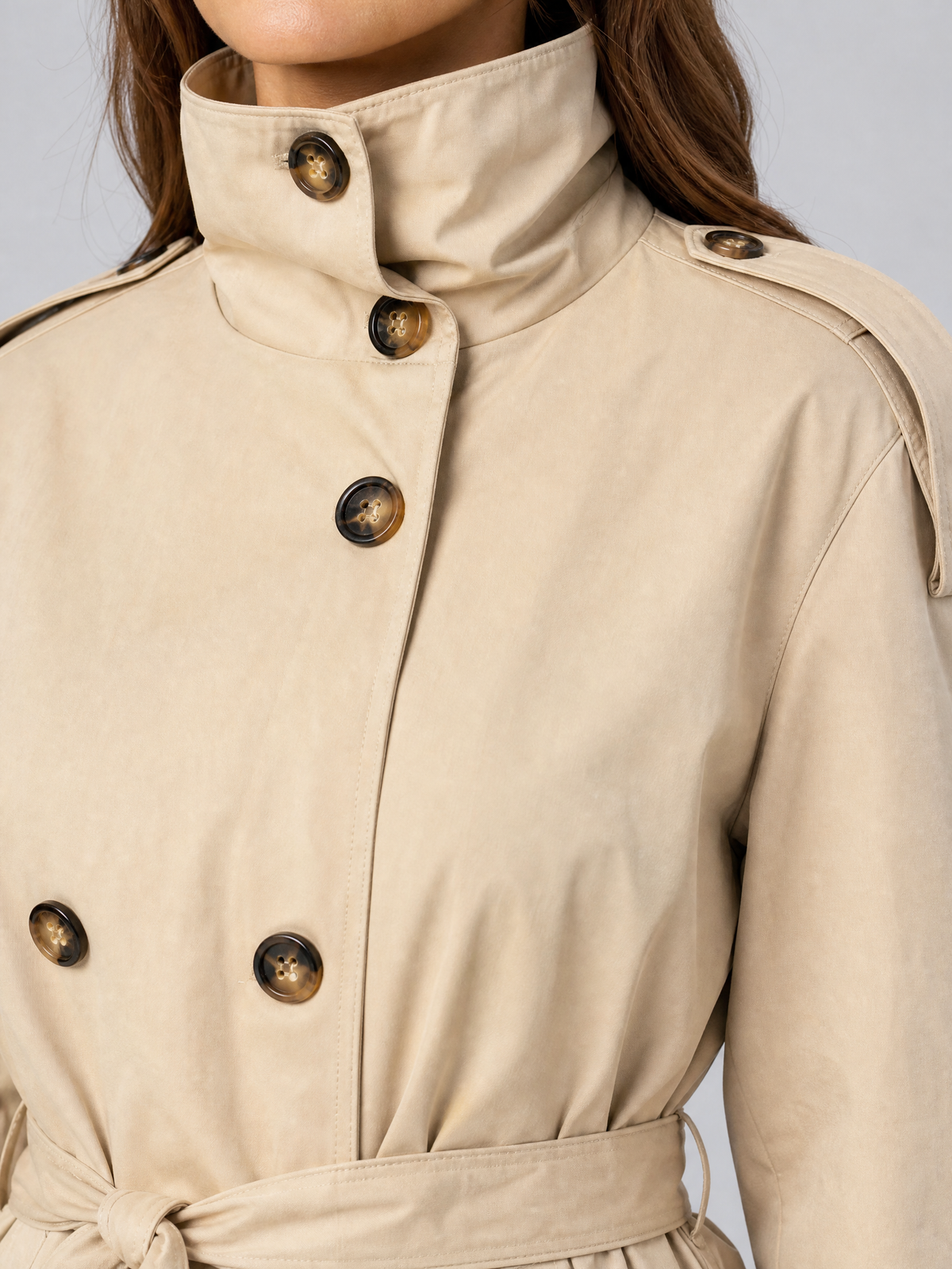 Women's Technical Short Belted Trenchcoat Tailored Fit